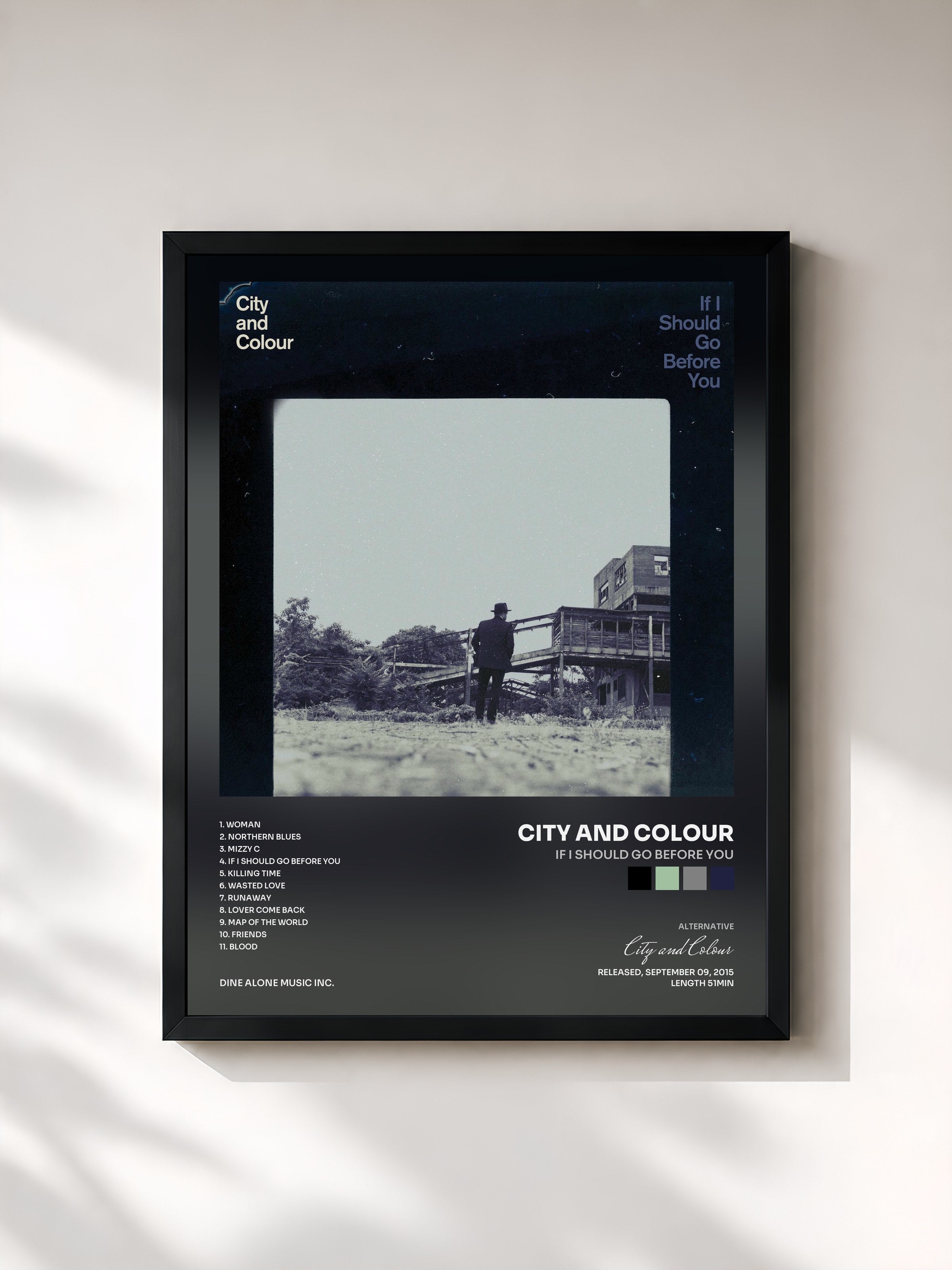#noir Tableau de l'album If I Should Go Before You de City and Colour, cadre noir, imprimé et encadré en France