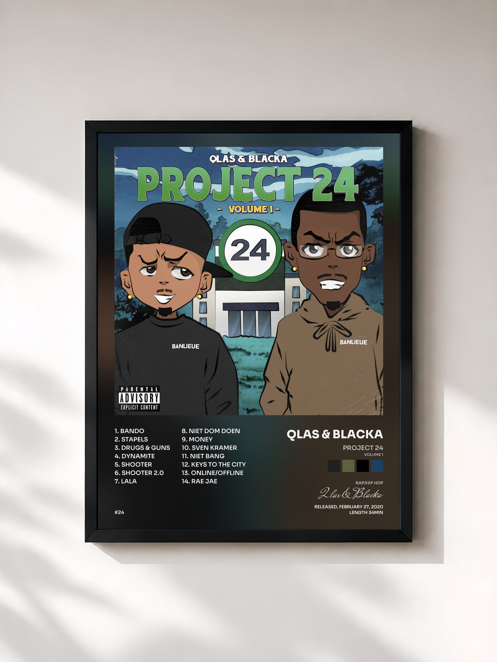 #noir Tableau de l'album Project 24 (Volume 1) de Qlas & Blacka, cadre noir, imprimé et encadré en France