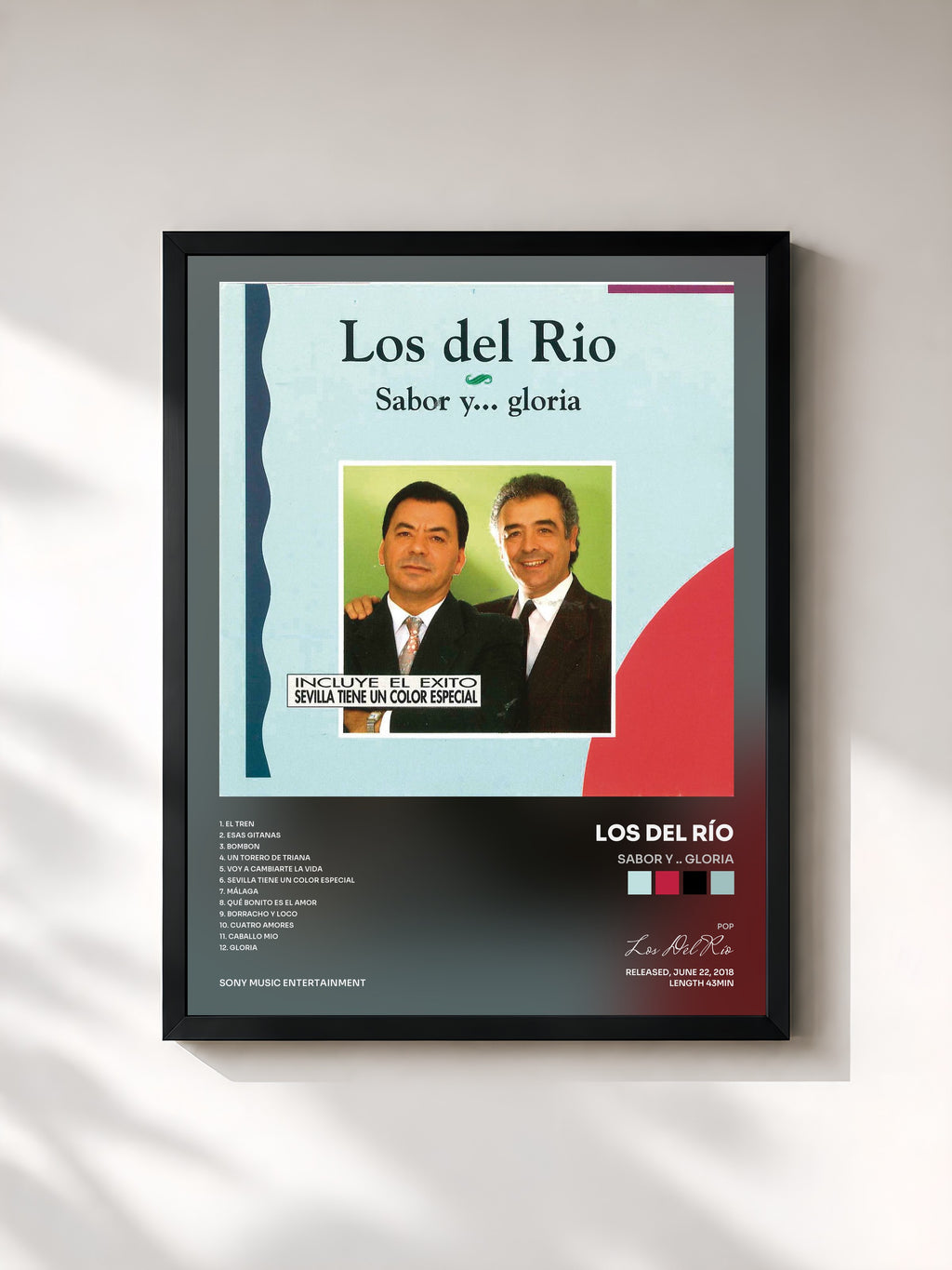 #noir Tableau de l'album Sabor y .. Gloria de Los Del Río, cadre noir, imprimé et encadré en France