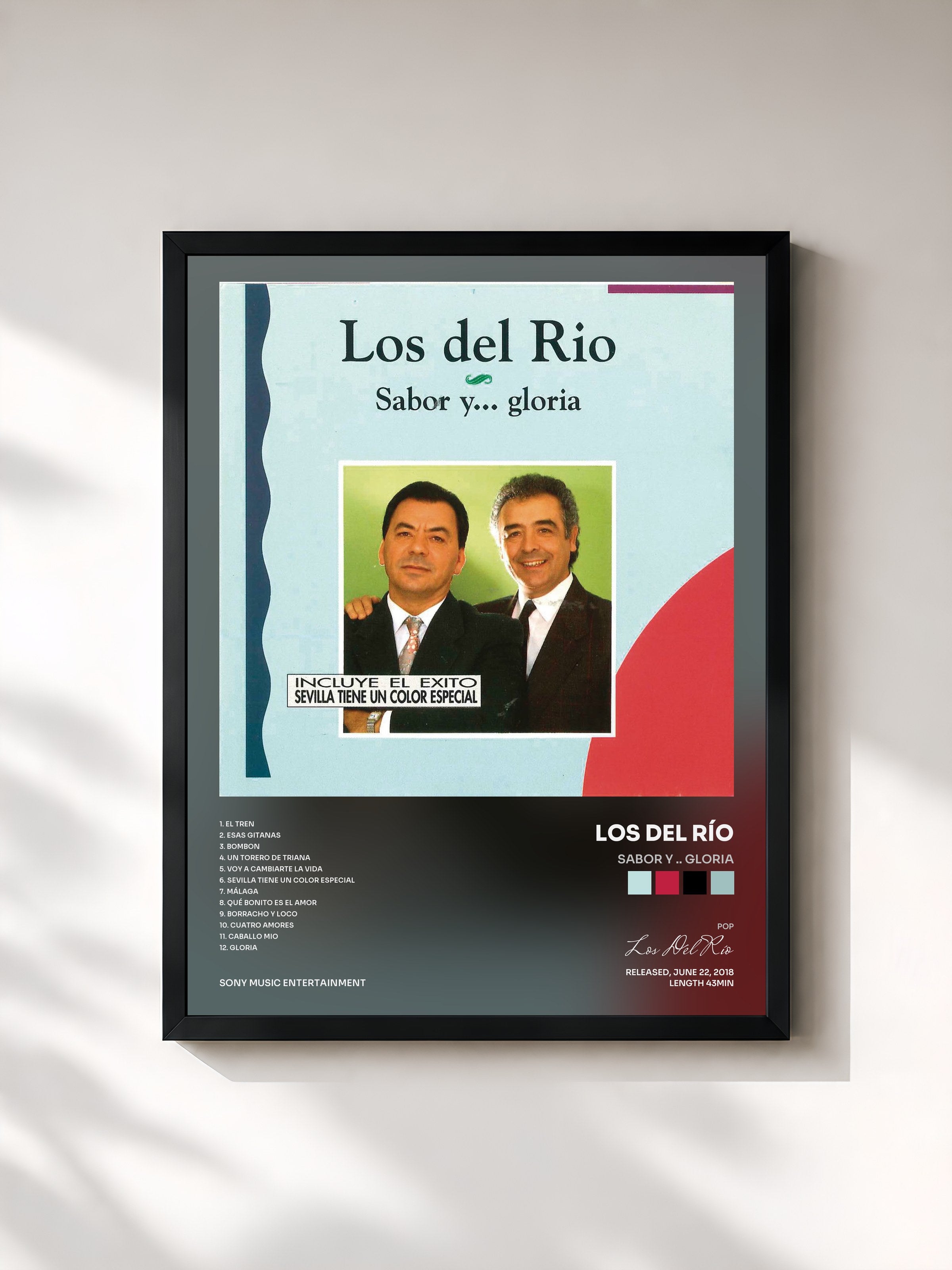 #noir Tableau de l'album Sabor y .. Gloria de Los Del Río, cadre noir, imprimé et encadré en France