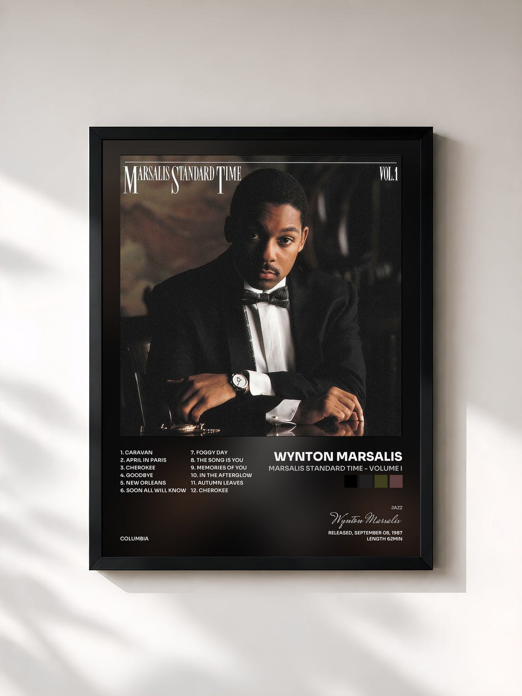 #noir Tableau de l'album Marsalis Standard Time - Volume I de Wynton Marsalis, cadre noir, imprimé et encadré en France