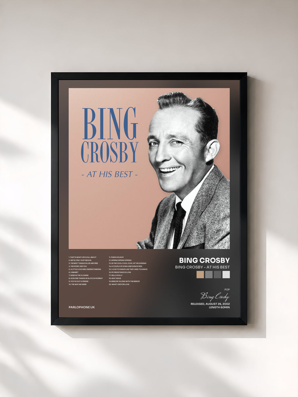 #noir Tableau de l'album Bing Crosby - At His Best de Bing Crosby, cadre noir, imprimé et encadré en France