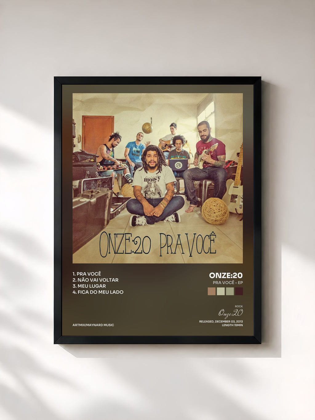 #noir Tableau de l'album Pra Você - EP de Onze:20, cadre noir, imprimé et encadré en France