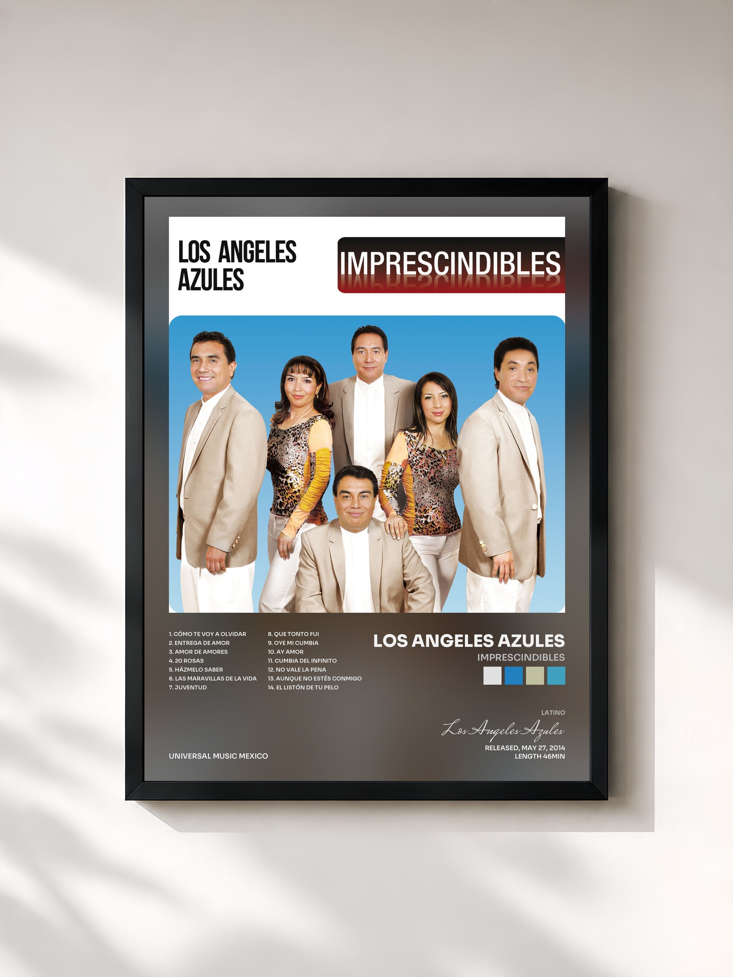 #noir Tableau de l'album Imprescindibles de Los Angeles Azules, cadre noir, imprimé et encadré en France