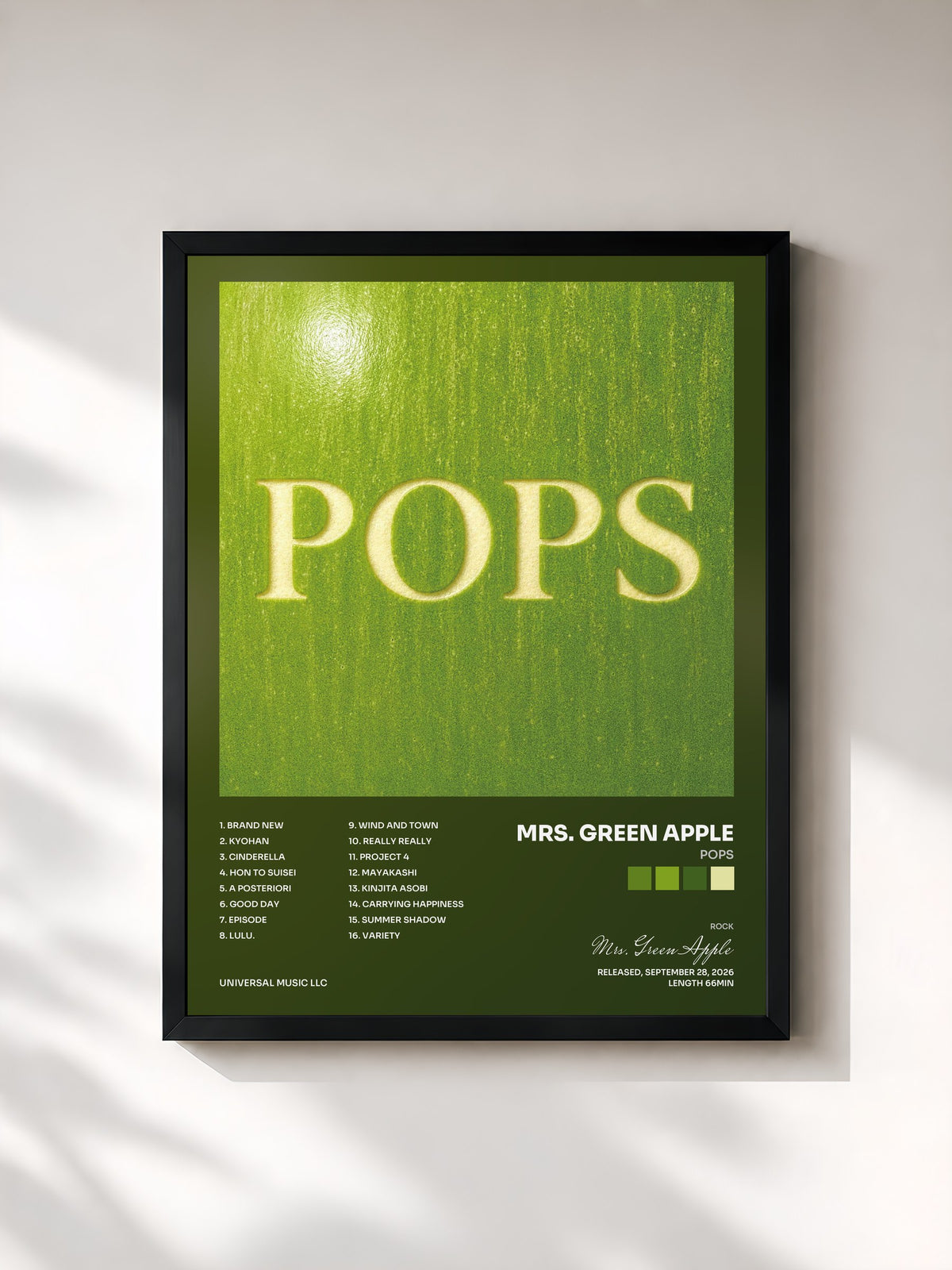 #noir Tableau de l'album POPS de Mrs. Green Apple, cadre noir, imprimé et encadré en France