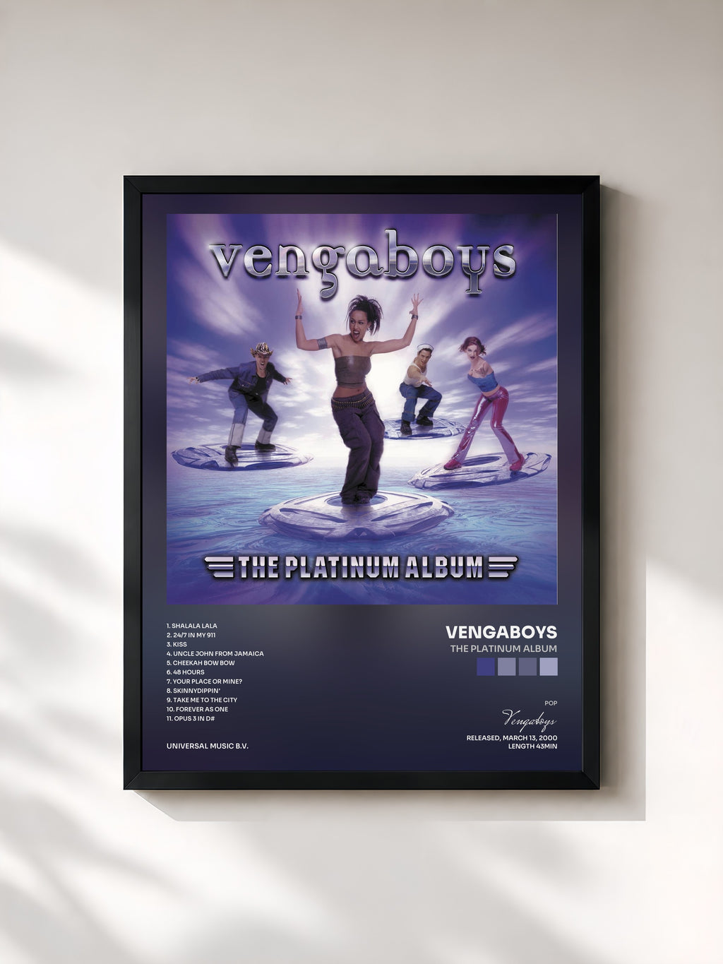 #noir Tableau de l'album The Platinum Album de Vengaboys, cadre noir, imprimé et encadré en France