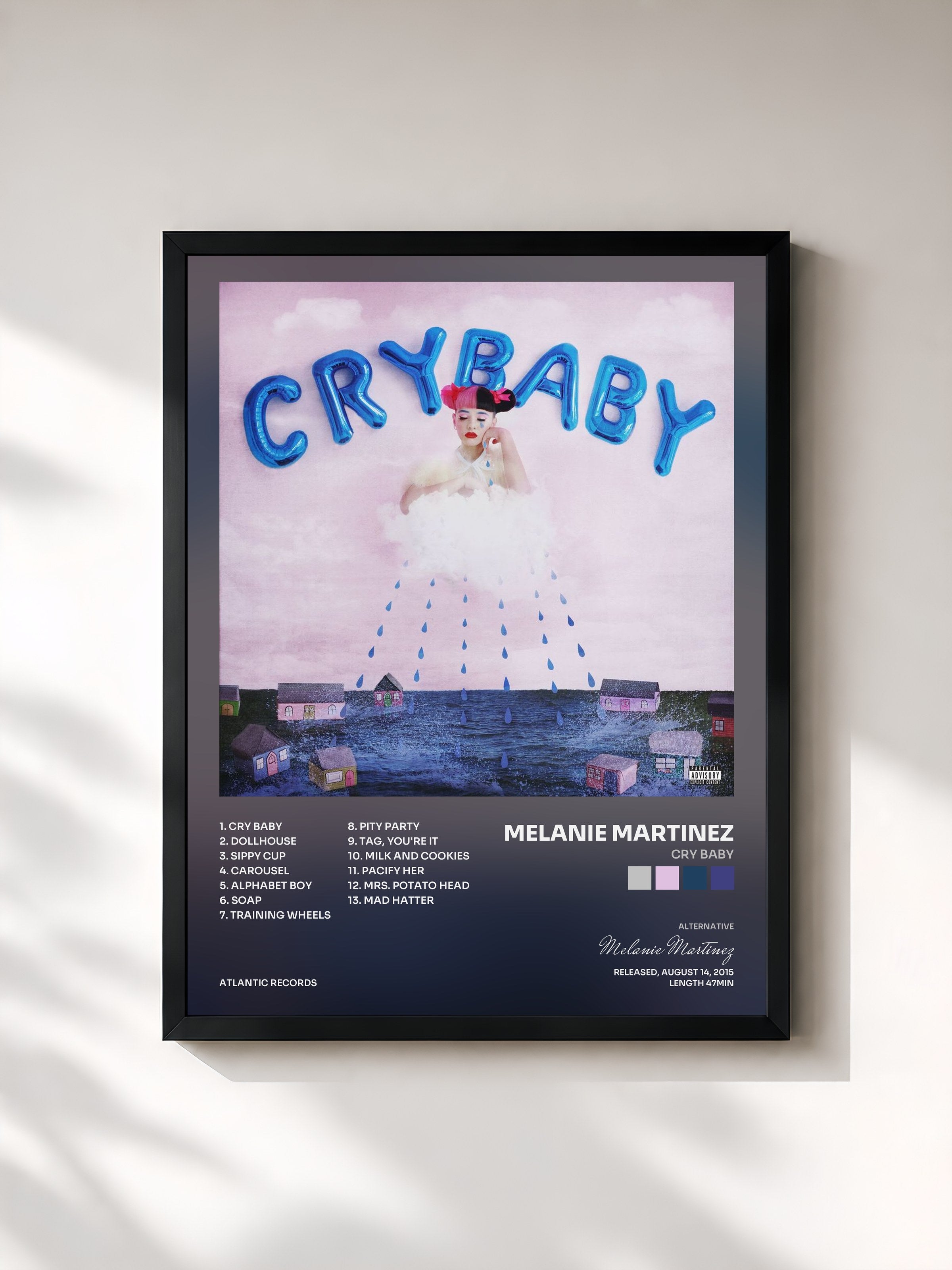 #noir Tableau de l'album Cry Baby de Melanie Martinez, cadre noir, imprimé et encadré en France