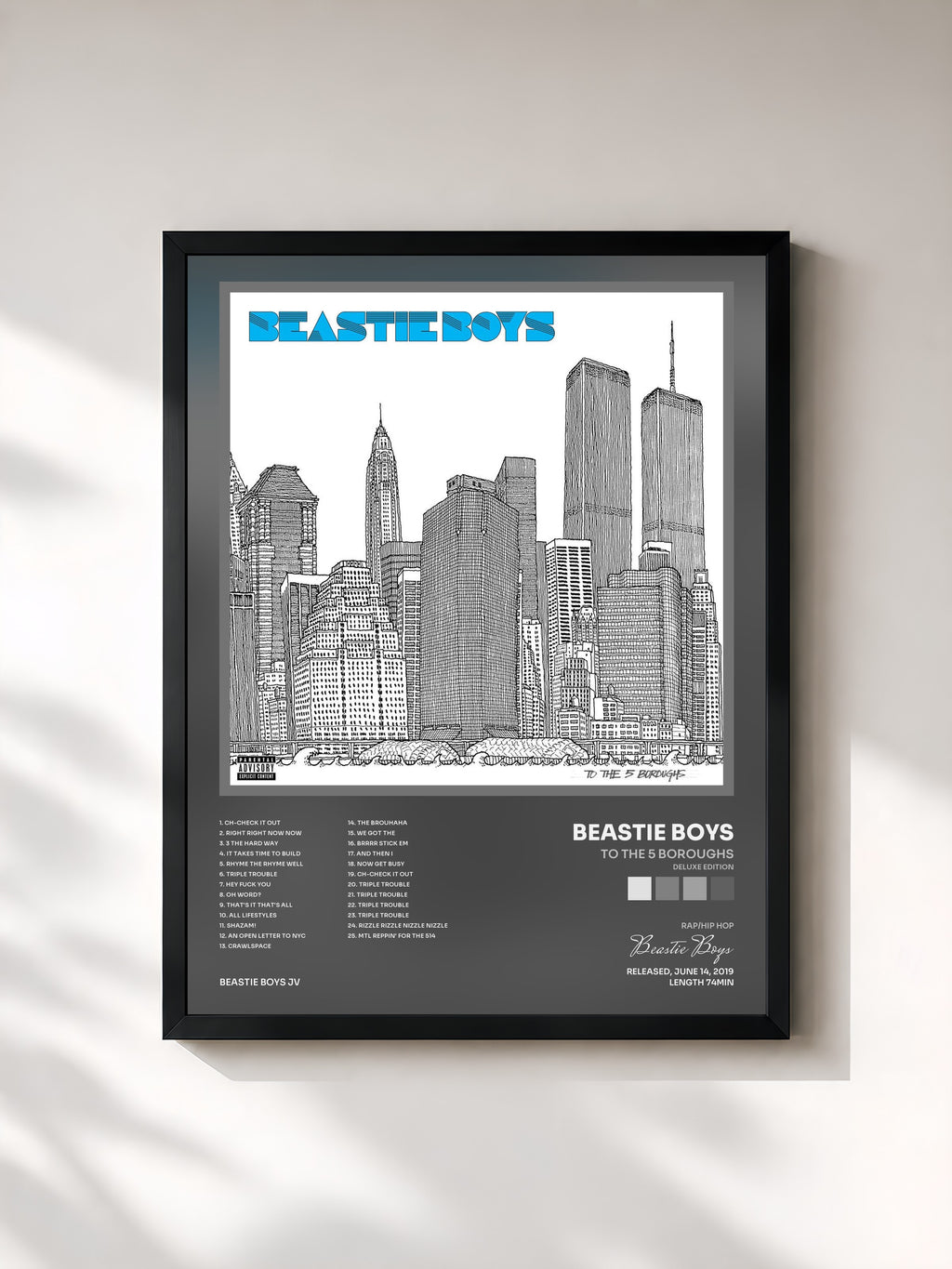 #noir Tableau de l'album To The 5 Boroughs (Deluxe Edition) de Beastie Boys, cadre noir, imprimé et encadré en France