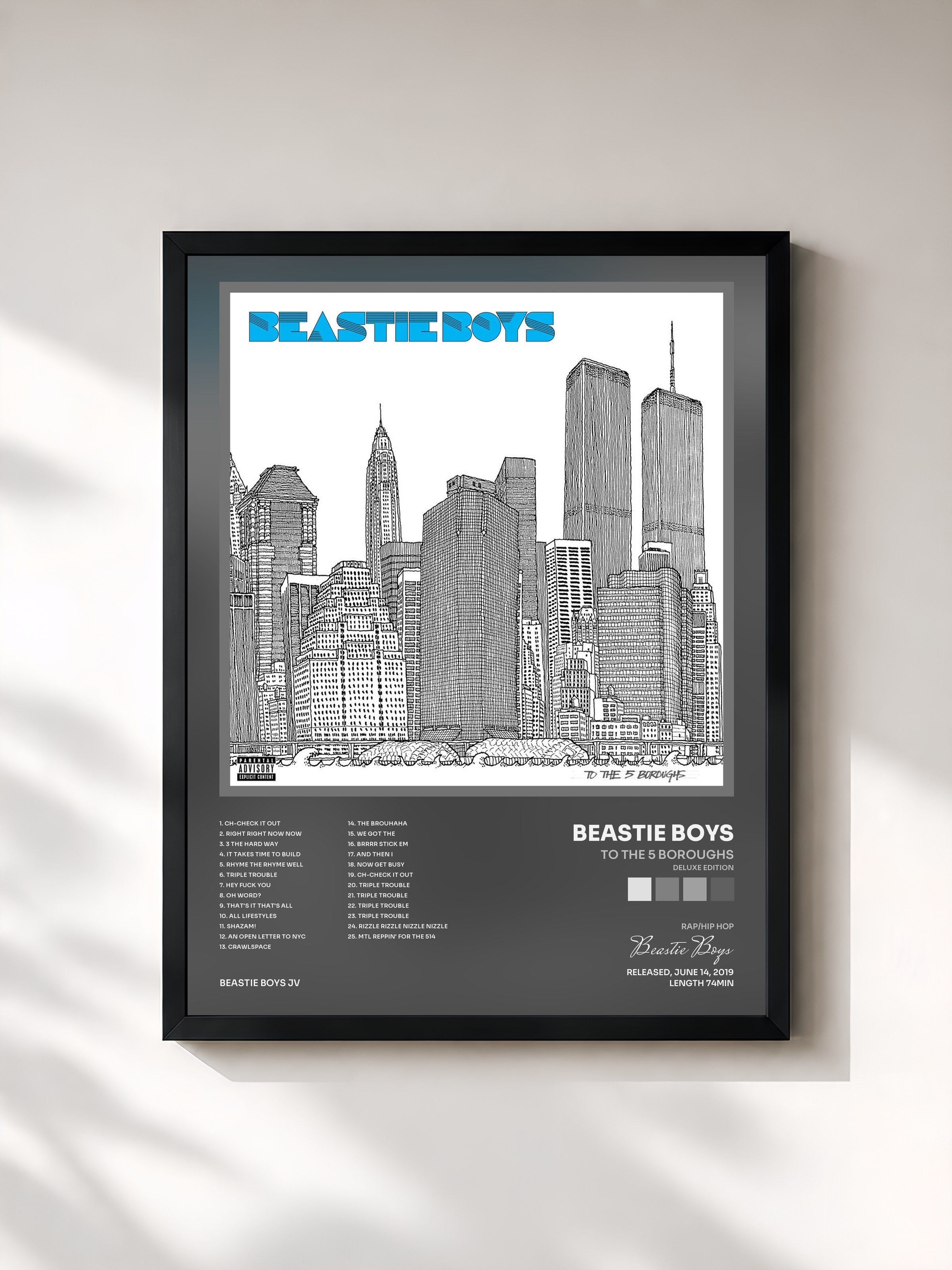#noir Tableau de l'album To The 5 Boroughs (Deluxe Edition) de Beastie Boys, cadre noir, imprimé et encadré en France