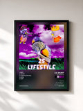 #noir Tableau de l'album 25 LYFESTYLE de Lil Saint, cadre noir, imprimé et encadré en France