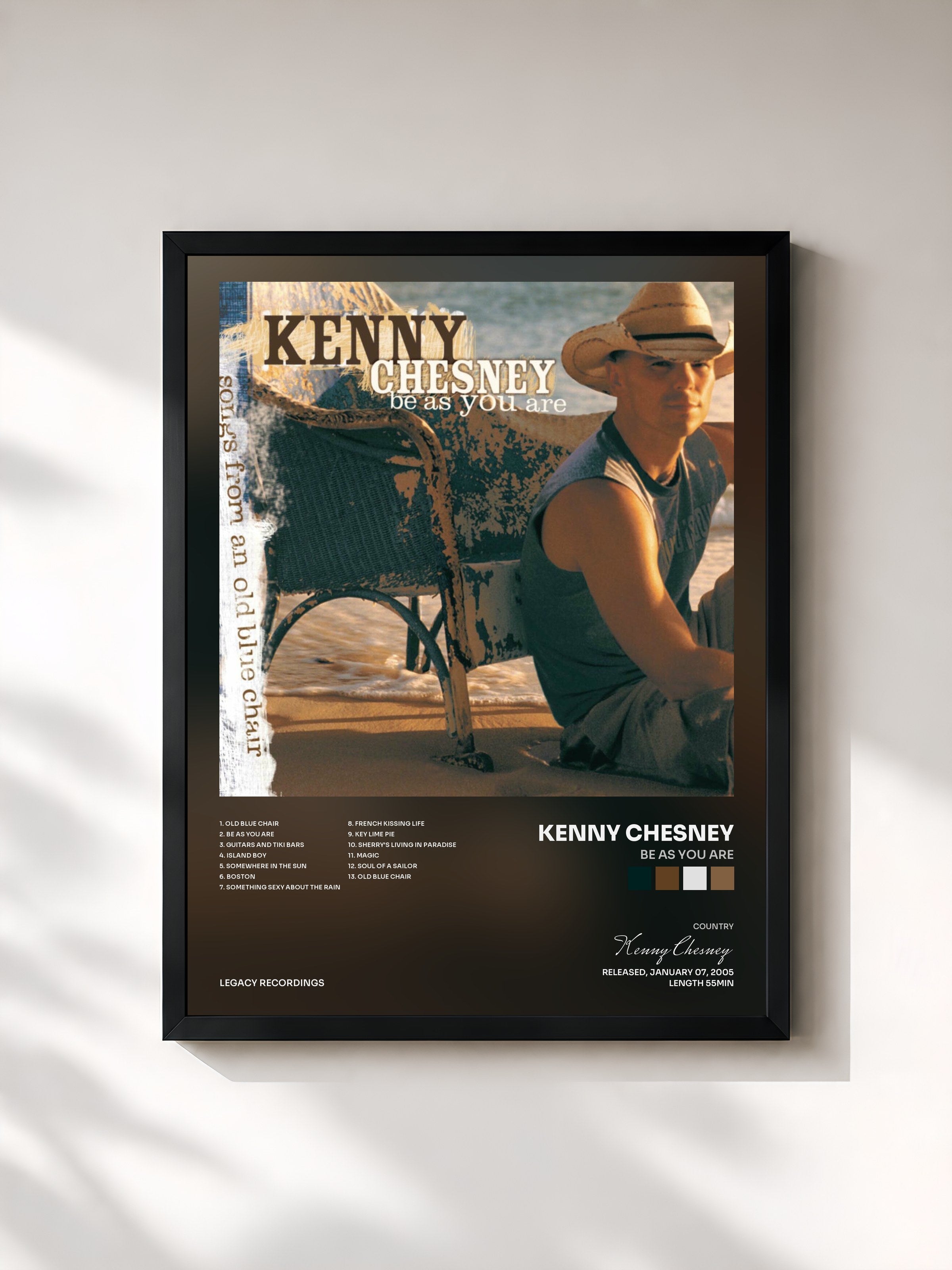 #noir Tableau de l'album Be As You Are de Kenny Chesney, cadre noir, imprimé et encadré en France