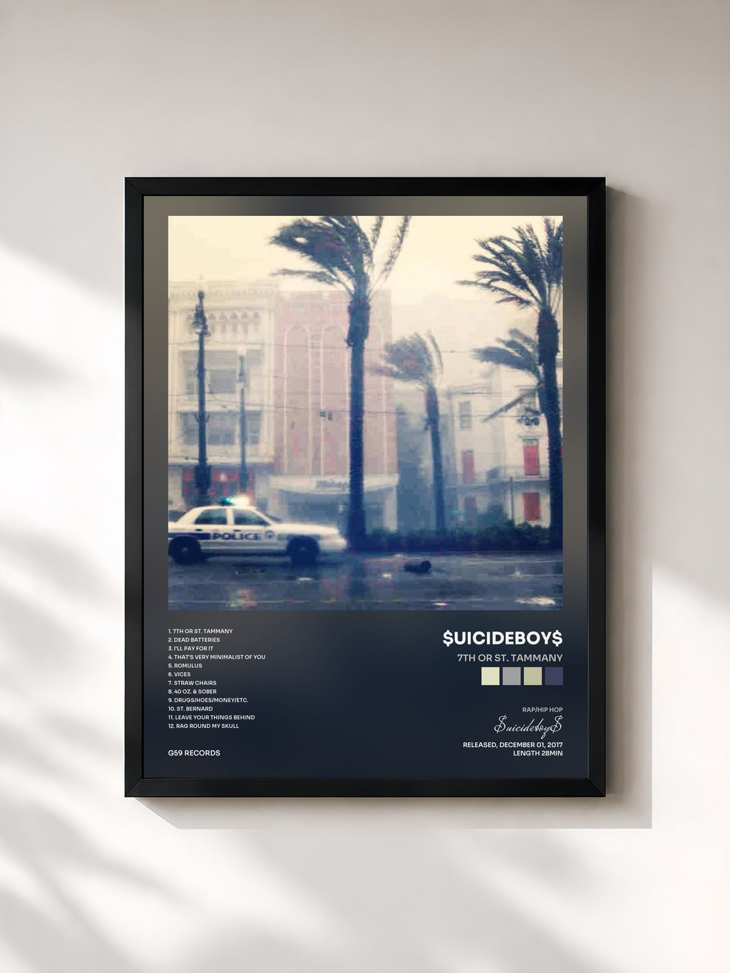 #noir Tableau de l'album 7th or St. Tammany de $uicideboy$, cadre noir, imprimé et encadré en France