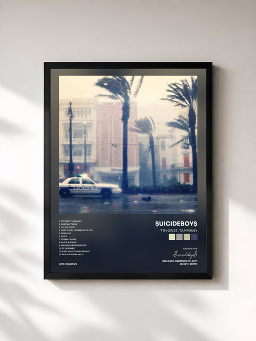 #noir Tableau de l'album 7th or St. Tammany de $uicideboy$, cadre noir, imprimé et encadré en France