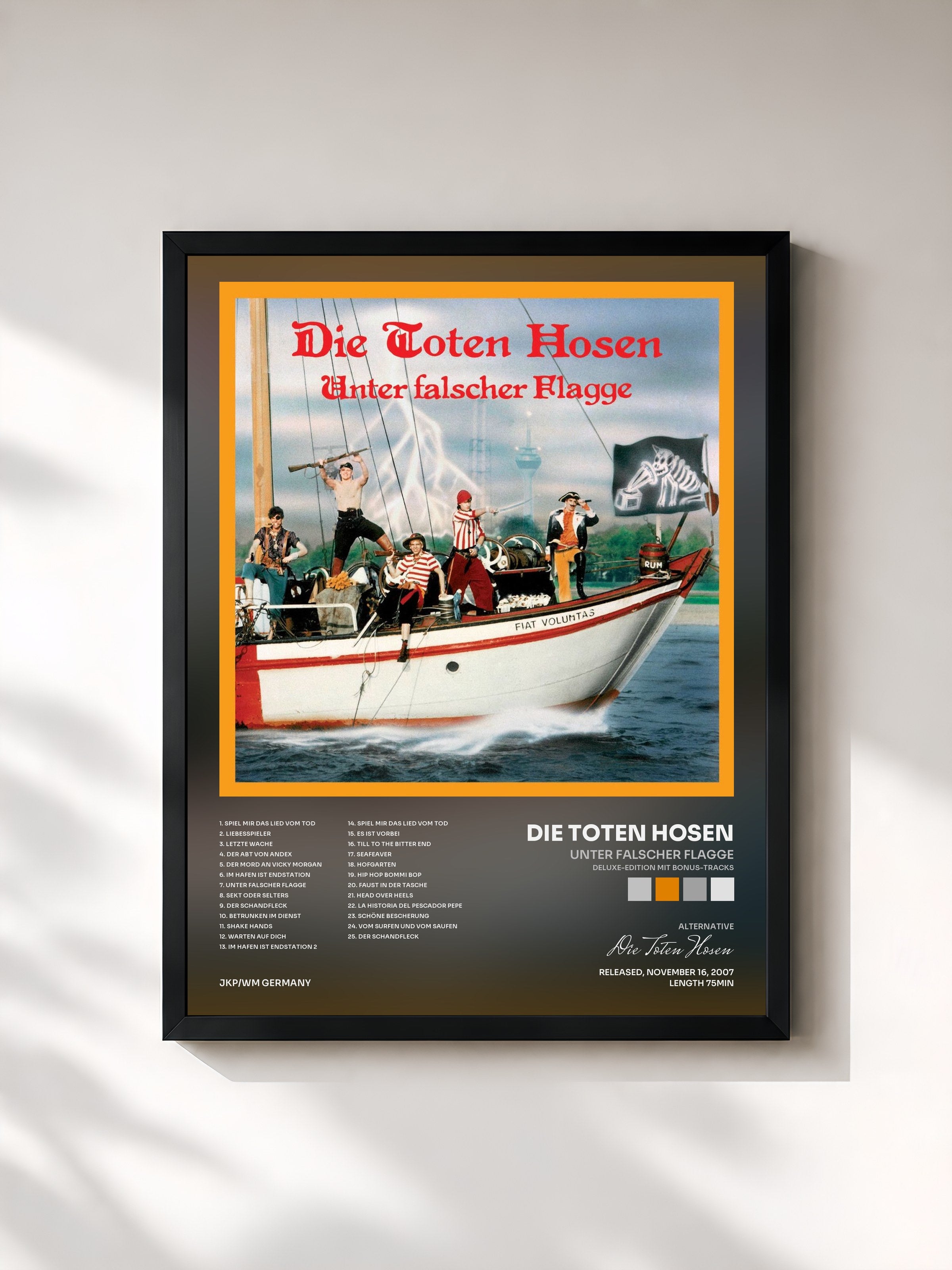 #noir Tableau de l'album Unter falscher Flagge (Deluxe-Edition mit Bonus-Tracks) de Die Toten Hosen, cadre noir, imprimé et encadré en France