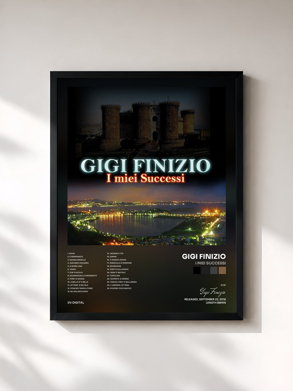 #noir Tableau de l'album I miei successi de Gigi Finizio, cadre noir, imprimé et encadré en France