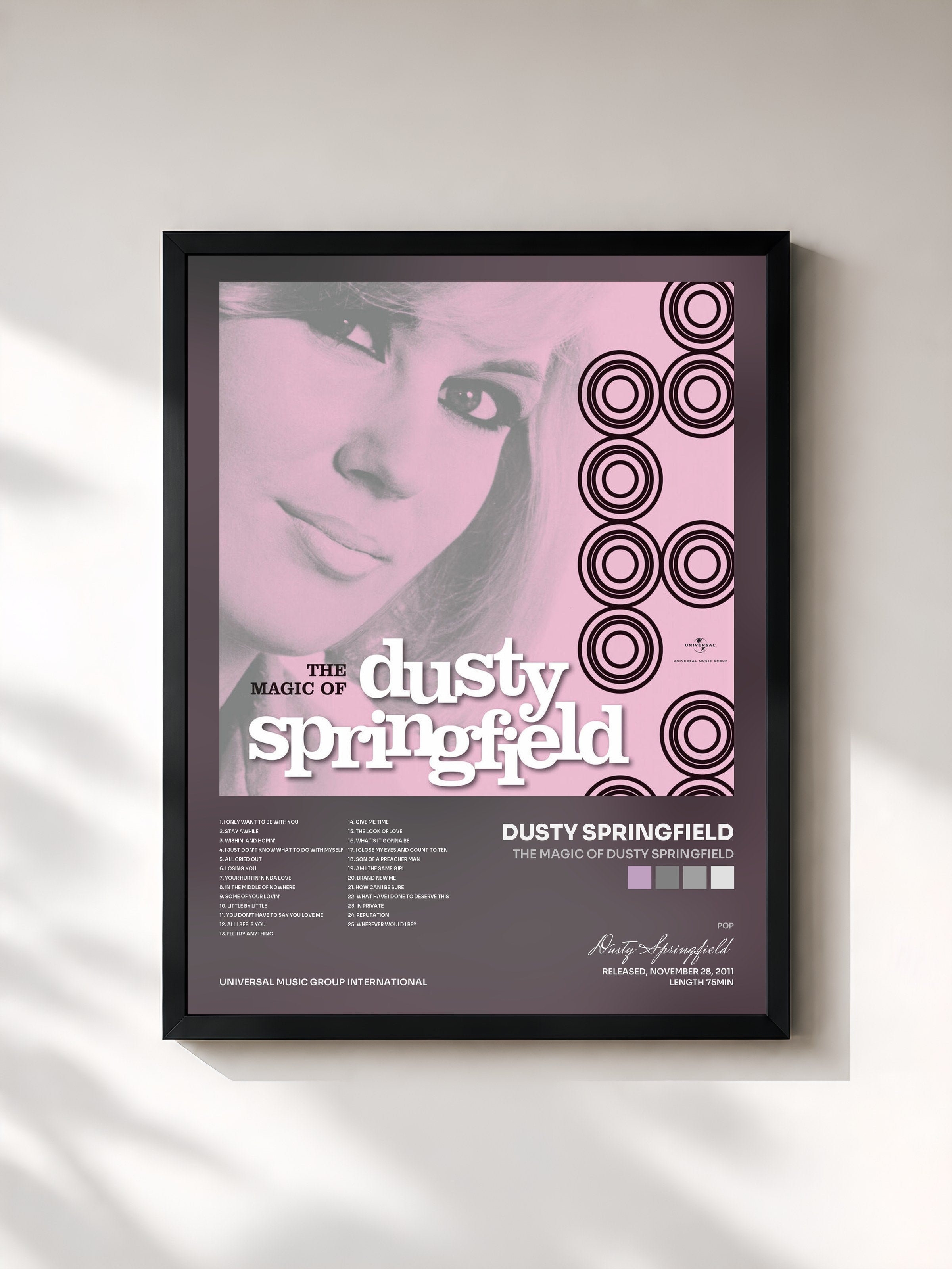 #noir Tableau de l'album The Magic of Dusty Springfield de Dusty Springfield, cadre noir, imprimé et encadré en France