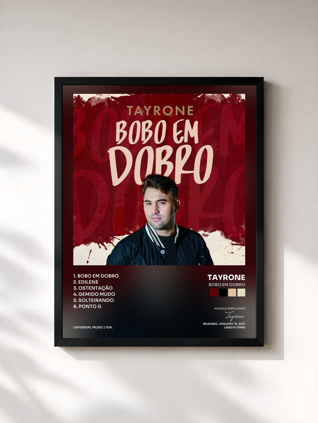 #noir Tableau de l'album Bobo Em Dobro de Tayrone, cadre noir, imprimé et encadré en France