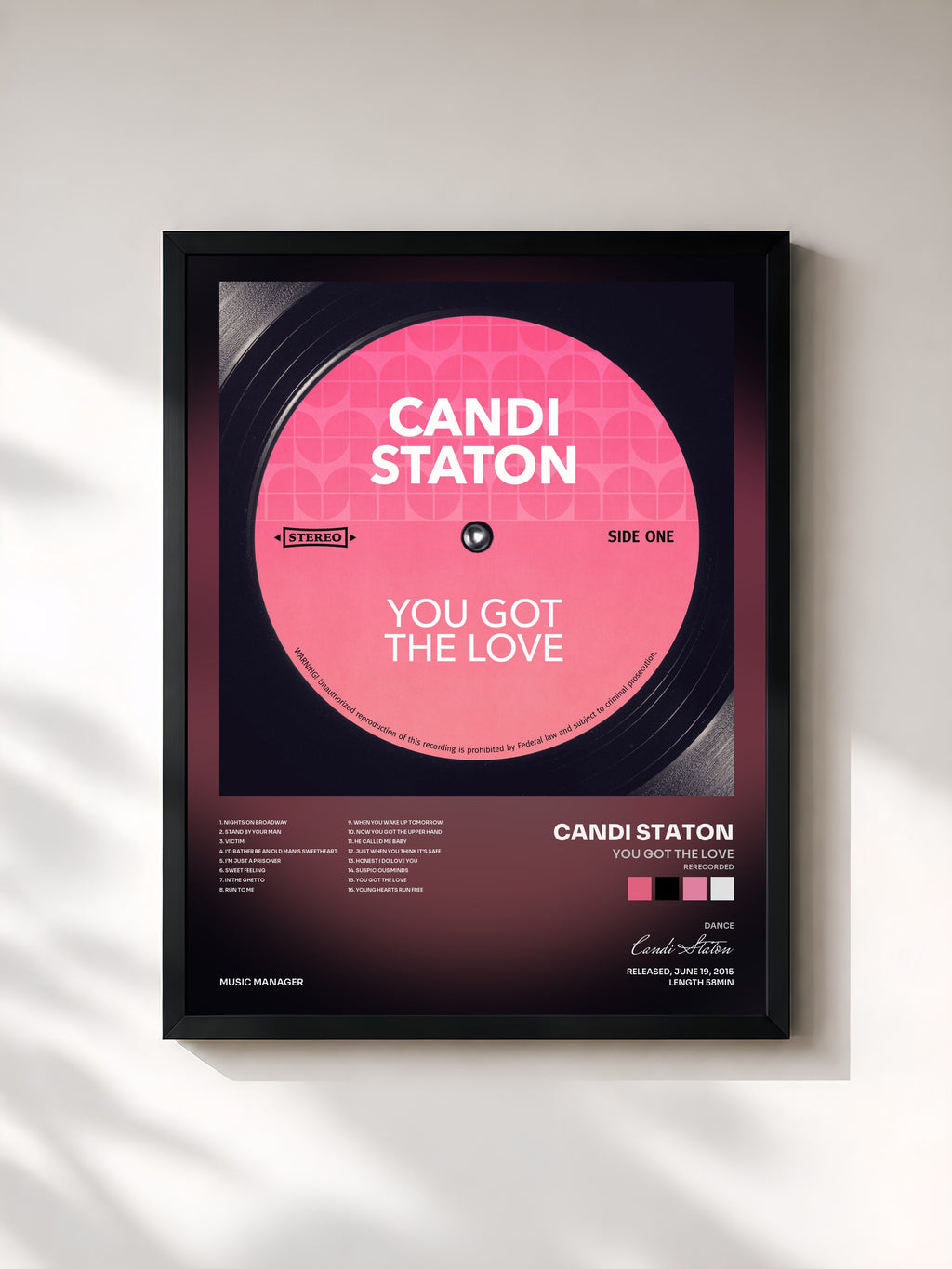 #noir Tableau de l'album You Got The Love (Rerecorded) de Candi Staton, cadre noir, imprimé et encadré en France
