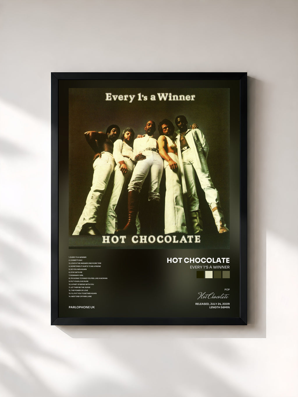 #noir Tableau de l'album Every 1's a Winner de Hot Chocolate, cadre noir, imprimé et encadré en France