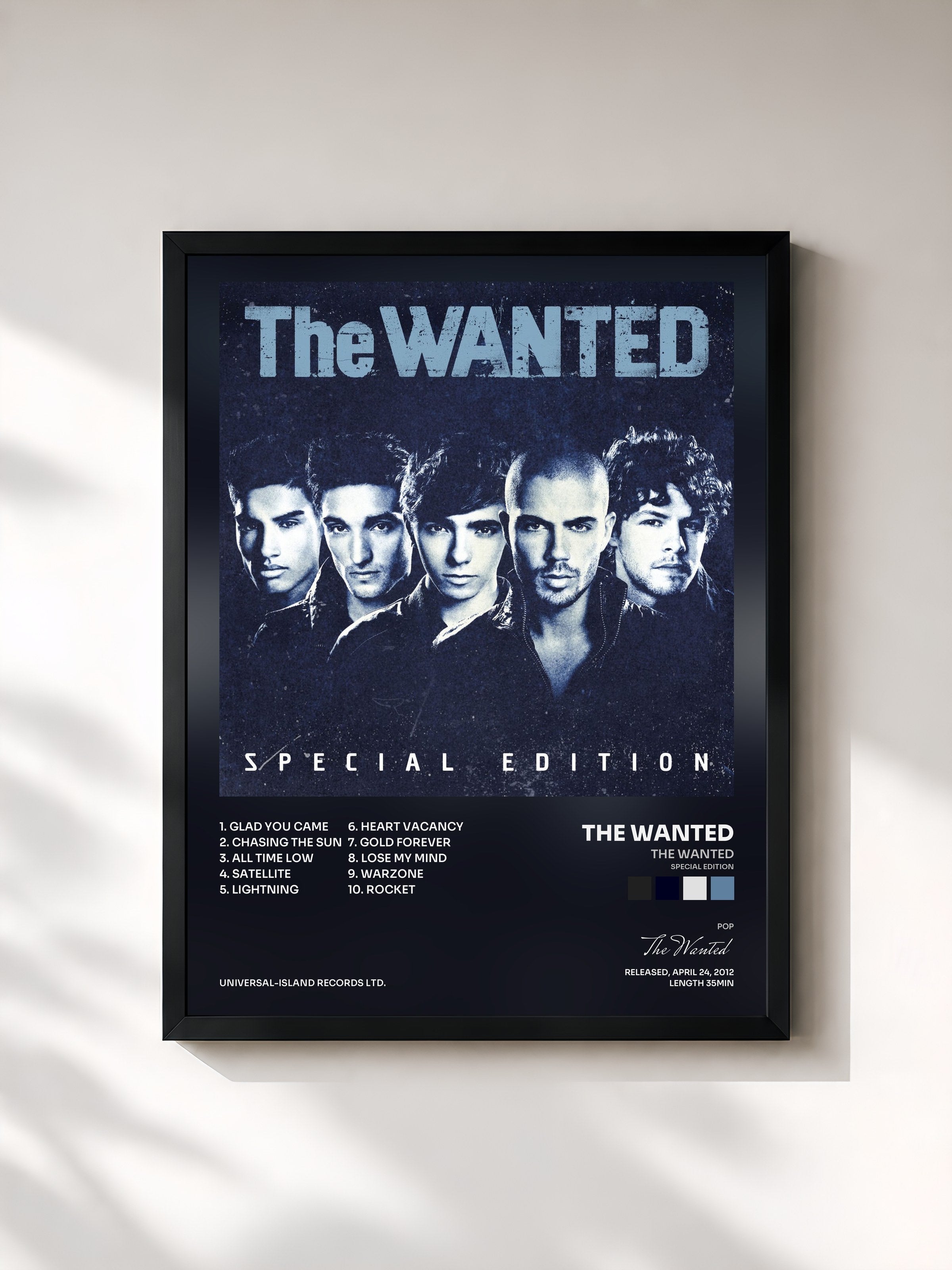 #noir Tableau de l'album The Wanted (Special Edition) de The Wanted, cadre noir, imprimé et encadré en France