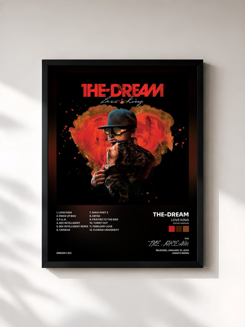 #noir Tableau de l'album Love King (Edited Version) de THE-DREAM, cadre noir, imprimé et encadré en France