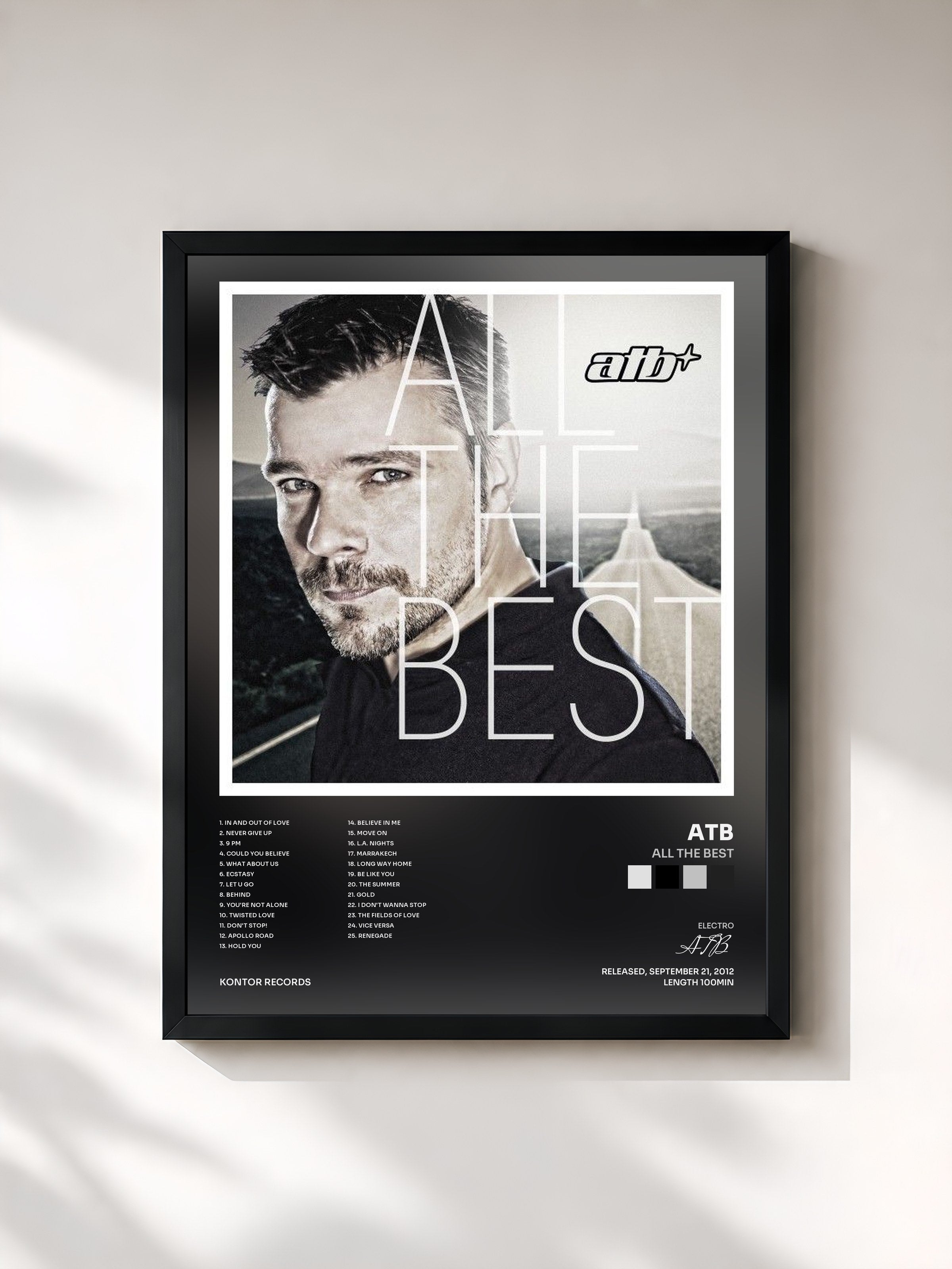 #noir Tableau de l'album All The Best de ATB, cadre noir, imprimé et encadré en France