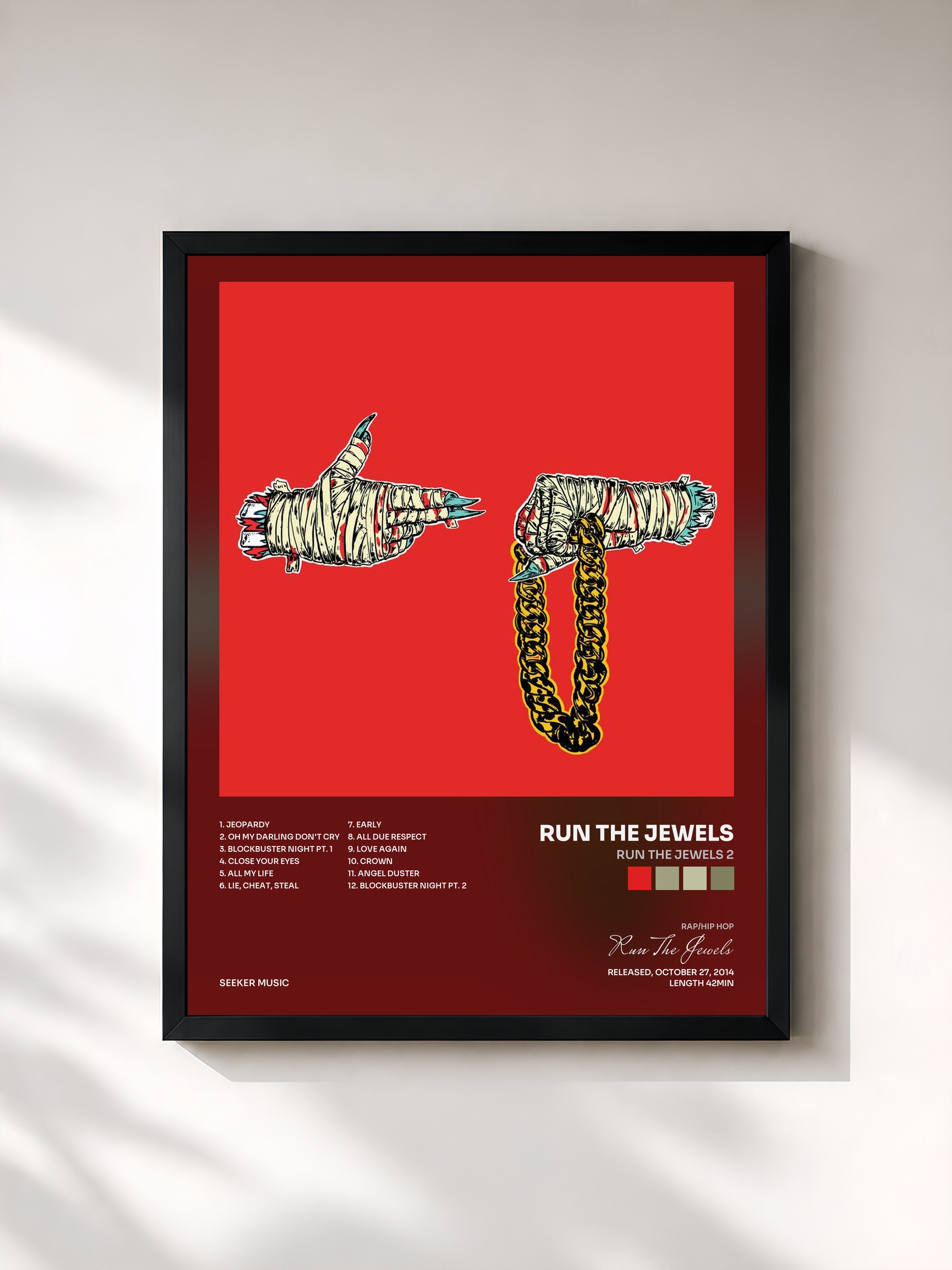 #noir Tableau de l'album Run The Jewels 2 de Run The Jewels, cadre noir, imprimé et encadré en France