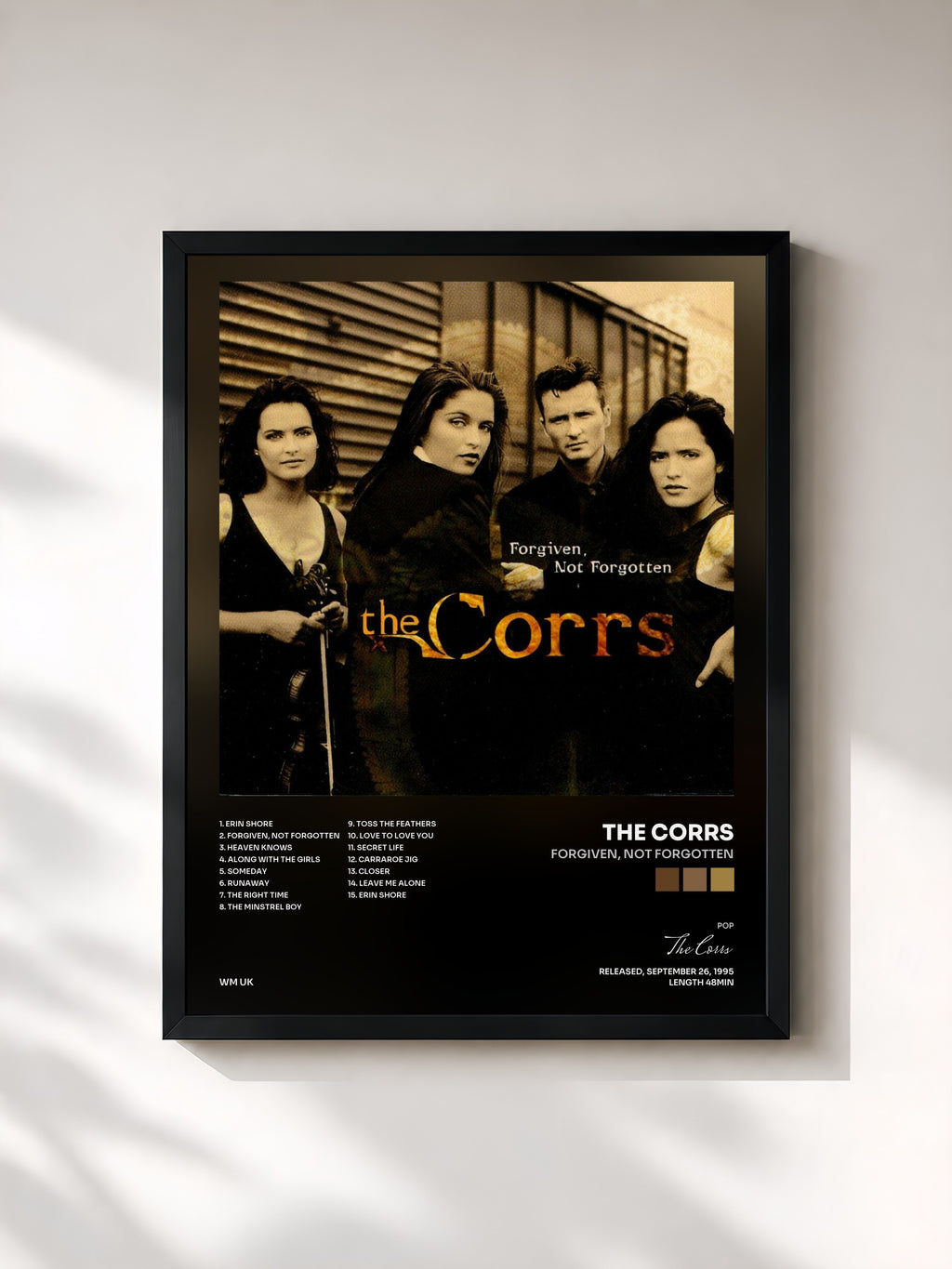 #noir Tableau de l'album Forgiven, Not Forgotten de The Corrs, cadre noir, imprimé et encadré en France