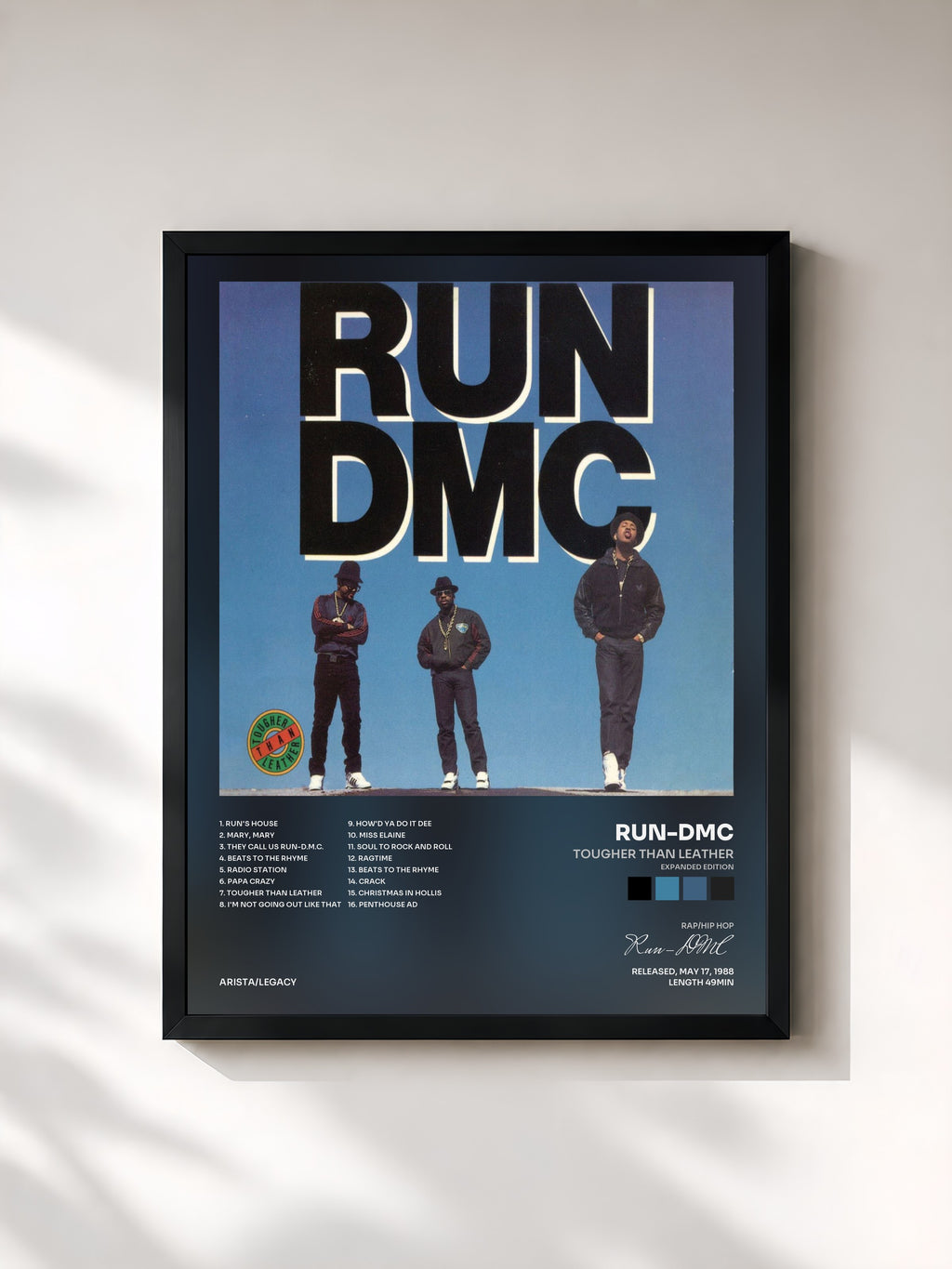 #noir Tableau de l'album Tougher Than Leather (Expanded Edition) de Run-DMC, cadre noir, imprimé et encadré en France