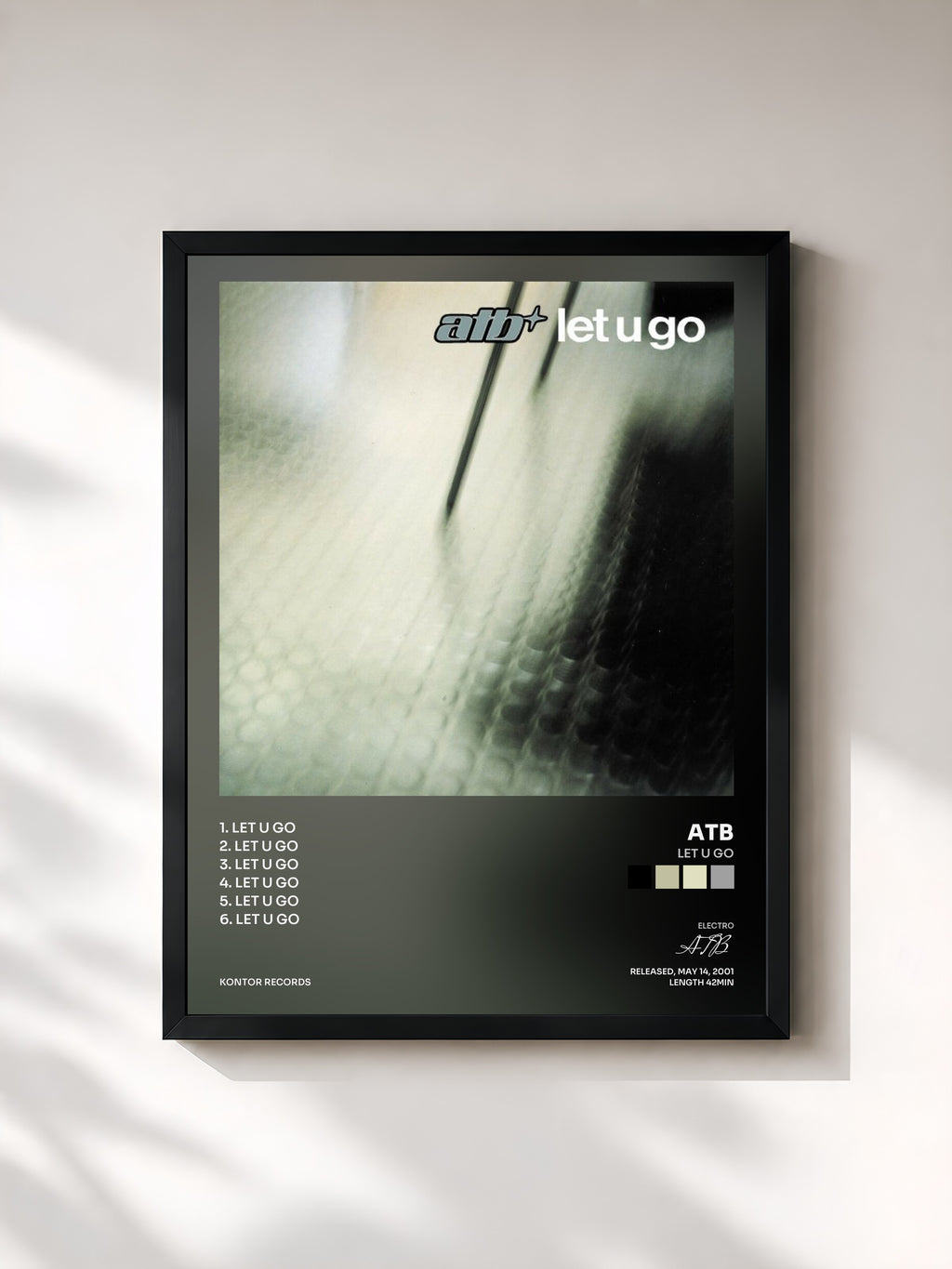 #noir Tableau de l'album Let U Go de ATB, cadre noir, imprimé et encadré en France