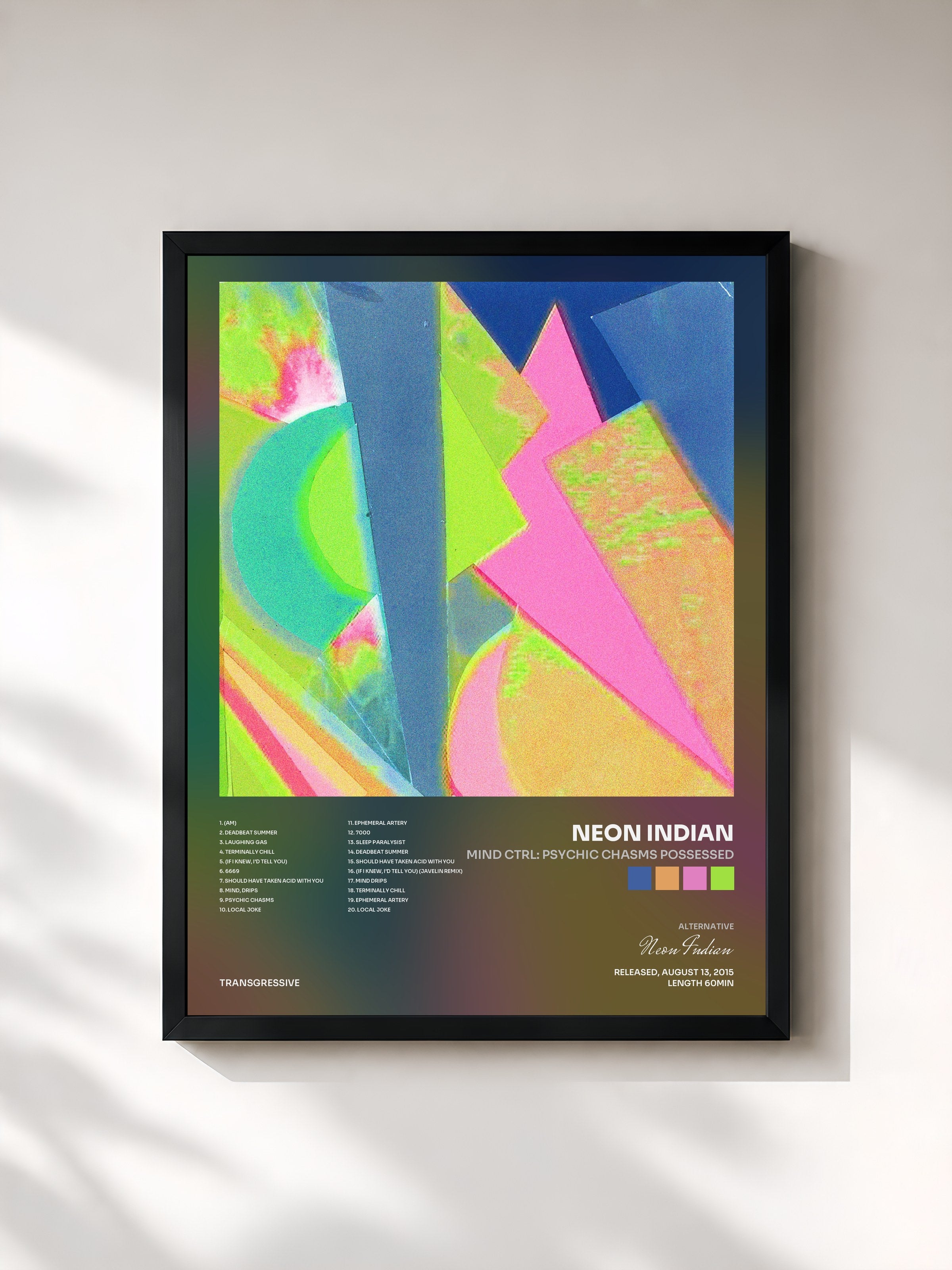 #noir Tableau de l'album Mind Ctrl: Psychic Chasms Possessed de Neon Indian, cadre noir, imprimé et encadré en France