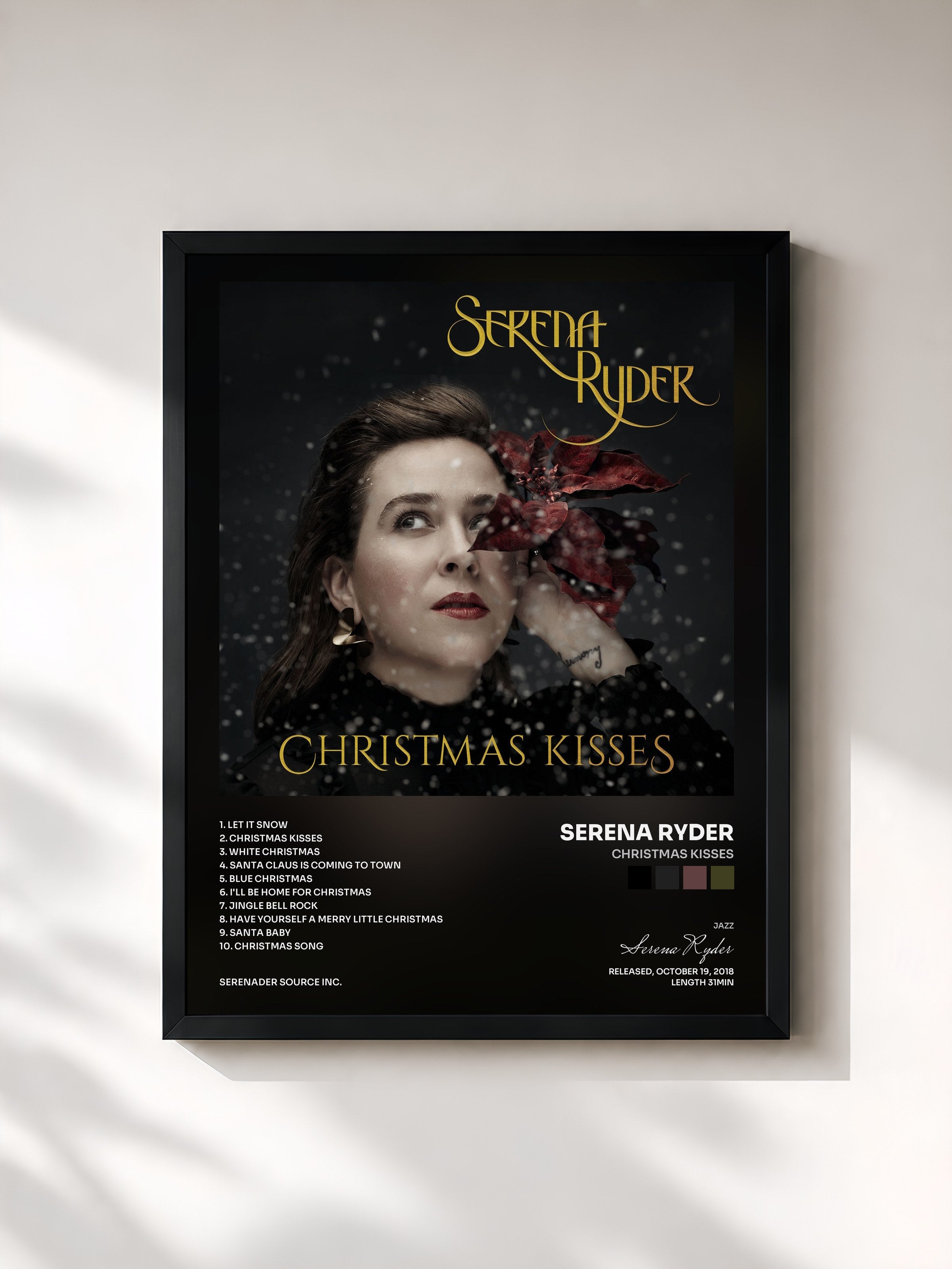 #noir Tableau de l'album Christmas Kisses de Serena Ryder, cadre noir, imprimé et encadré en France