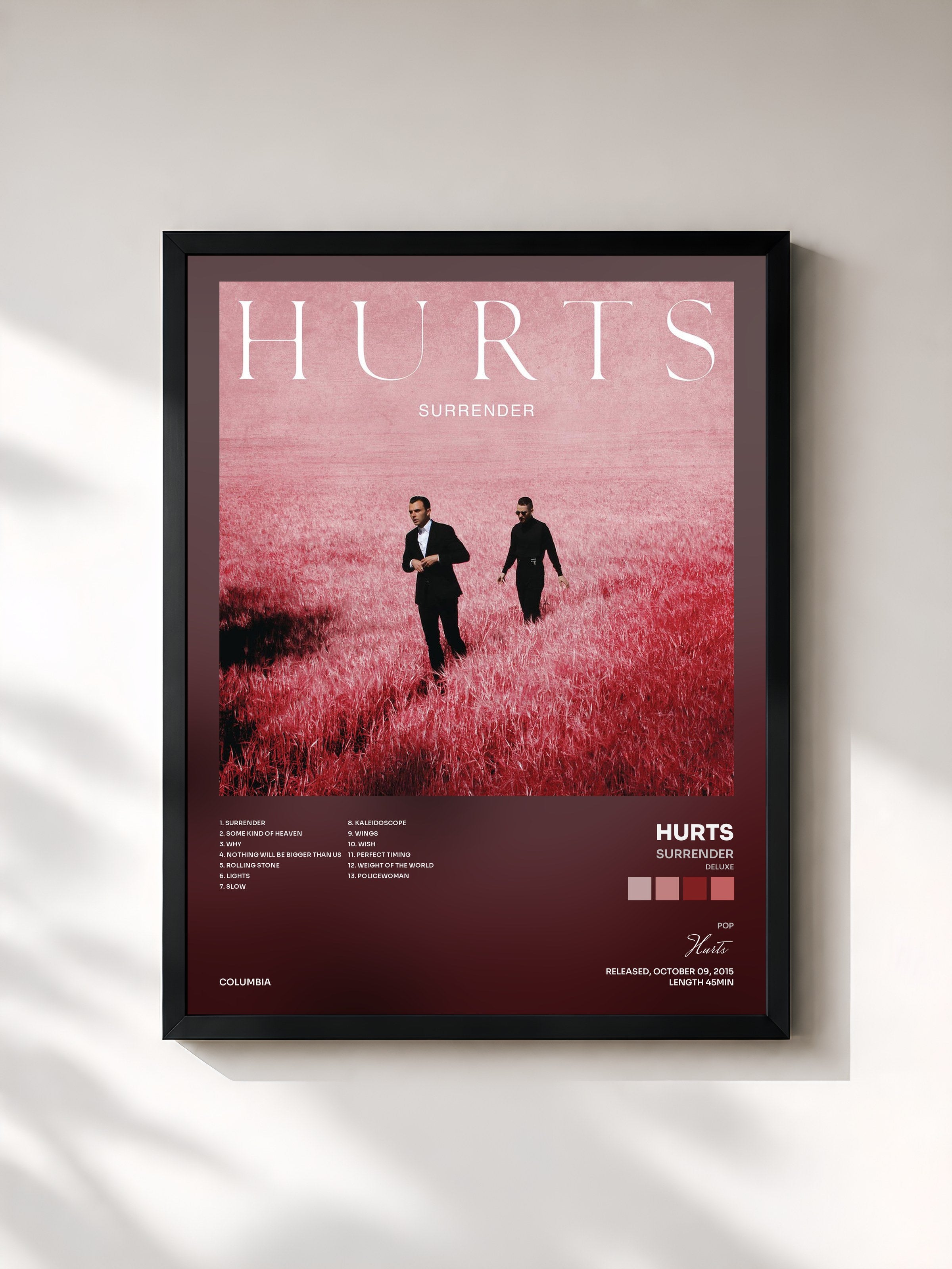 #noir Tableau de l'album Surrender (Deluxe) de Hurts, cadre noir, imprimé et encadré en France