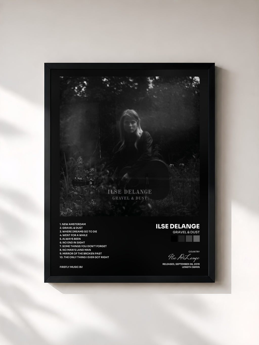 #noir Tableau de l'album Gravel & Dust de Ilse DeLange, cadre noir, imprimé et encadré en France