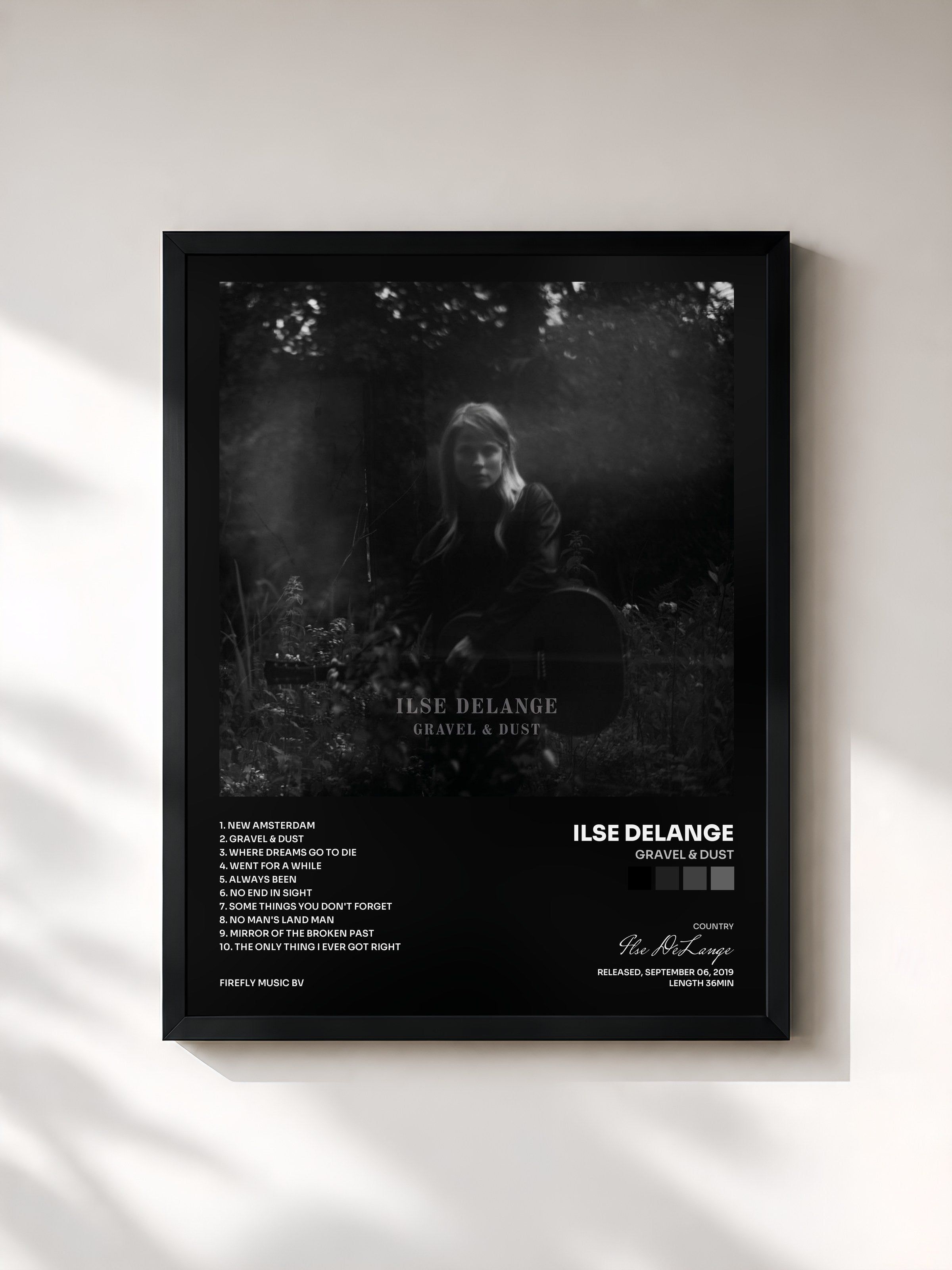 #noir Tableau de l'album Gravel & Dust de Ilse DeLange, cadre noir, imprimé et encadré en France