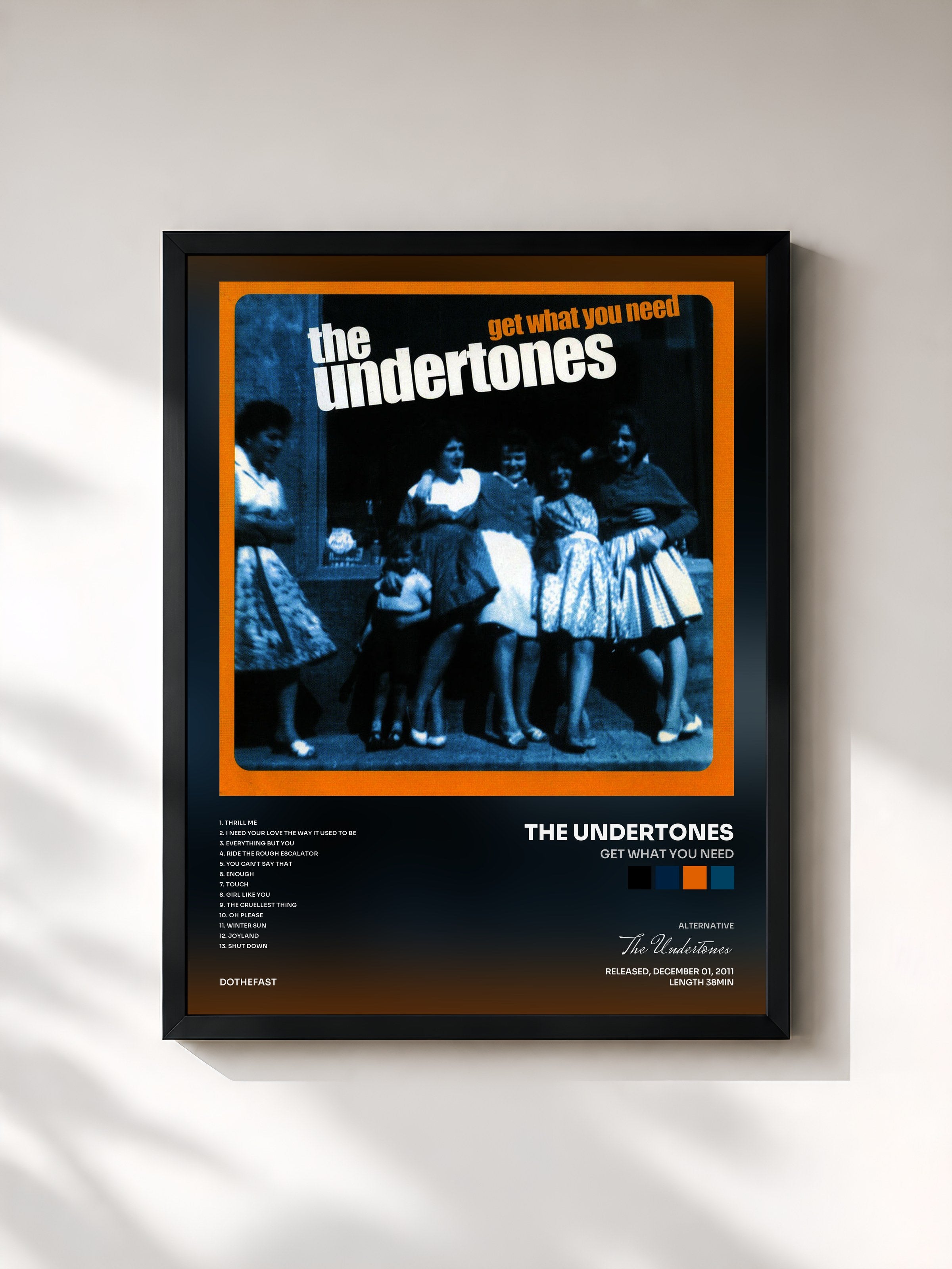 #noir Tableau de l'album Get What You Need de The Undertones, cadre noir, imprimé et encadré en France