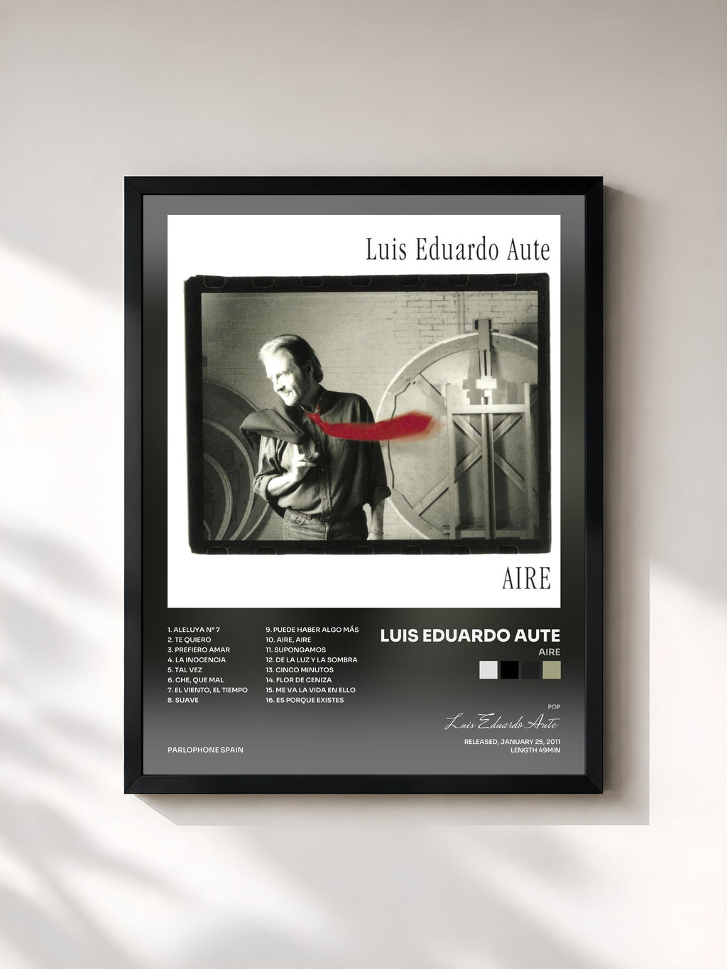 #noir Tableau de l'album Aire de Luis Eduardo Aute, cadre noir, imprimé et encadré en France