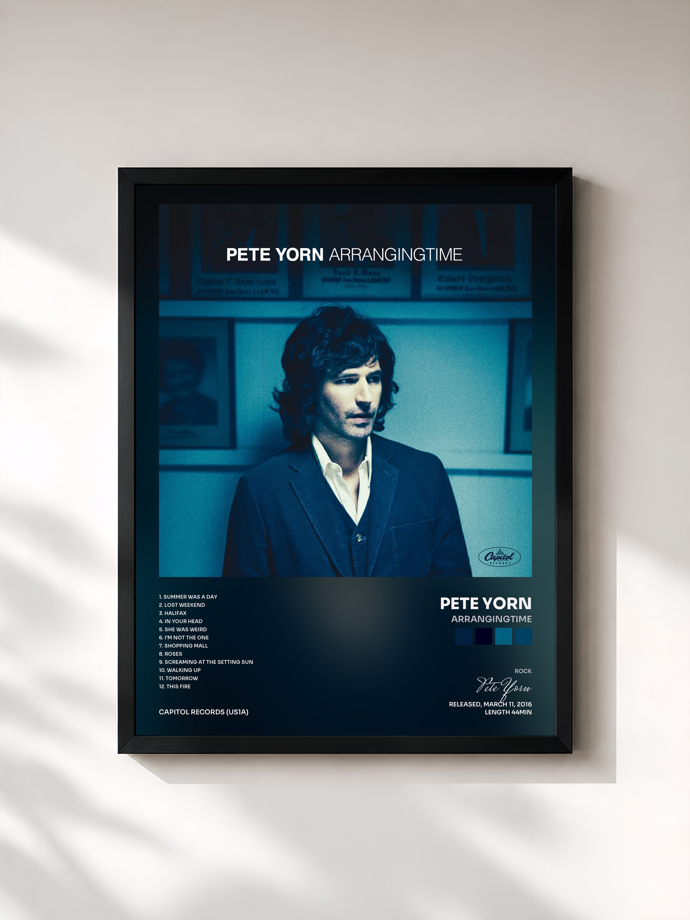 #noir Tableau de l'album ArrangingTime de Pete Yorn, cadre noir, imprimé et encadré en France