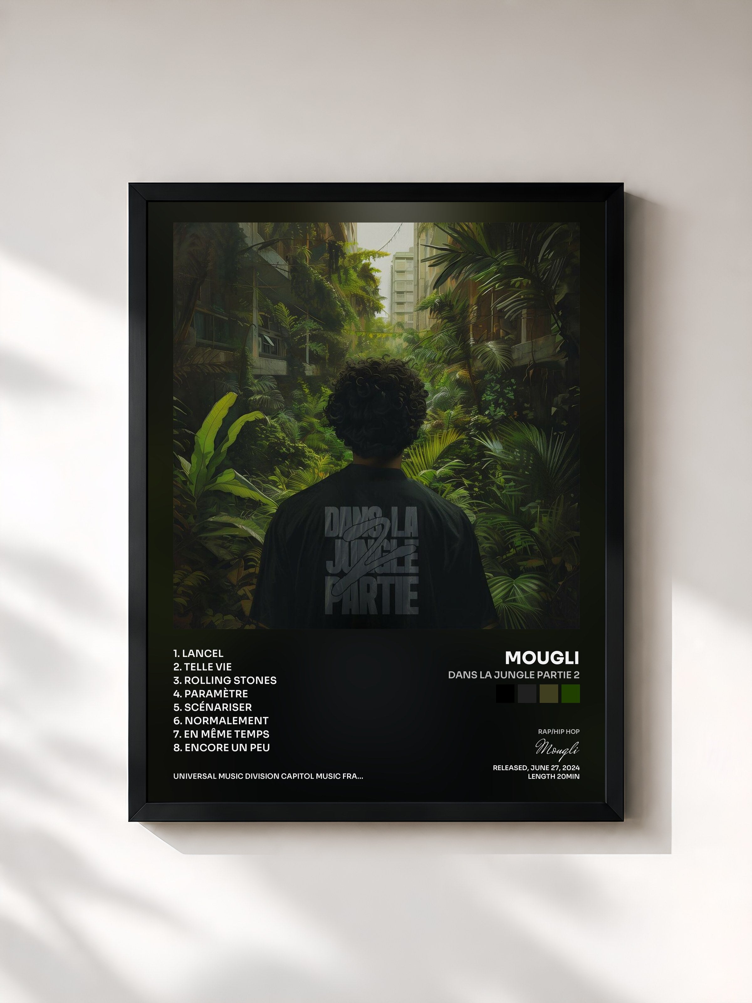 #noir Tableau de l'album Dans la jungle partie 2 de Mougli, cadre noir, imprimé et encadré en France