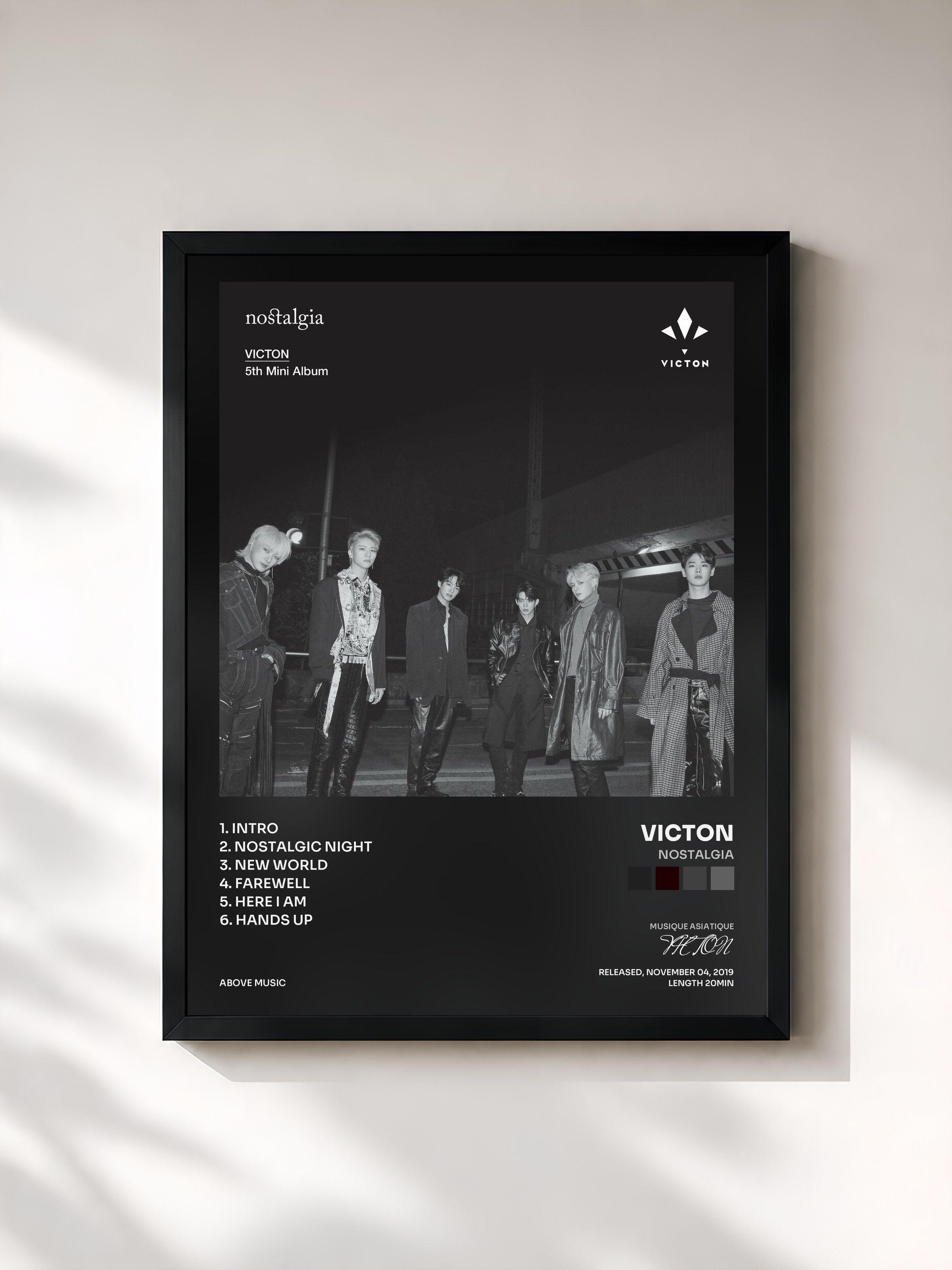 #noir Tableau de l'album nostalgia de VICTON, cadre noir, imprimé et encadré en France