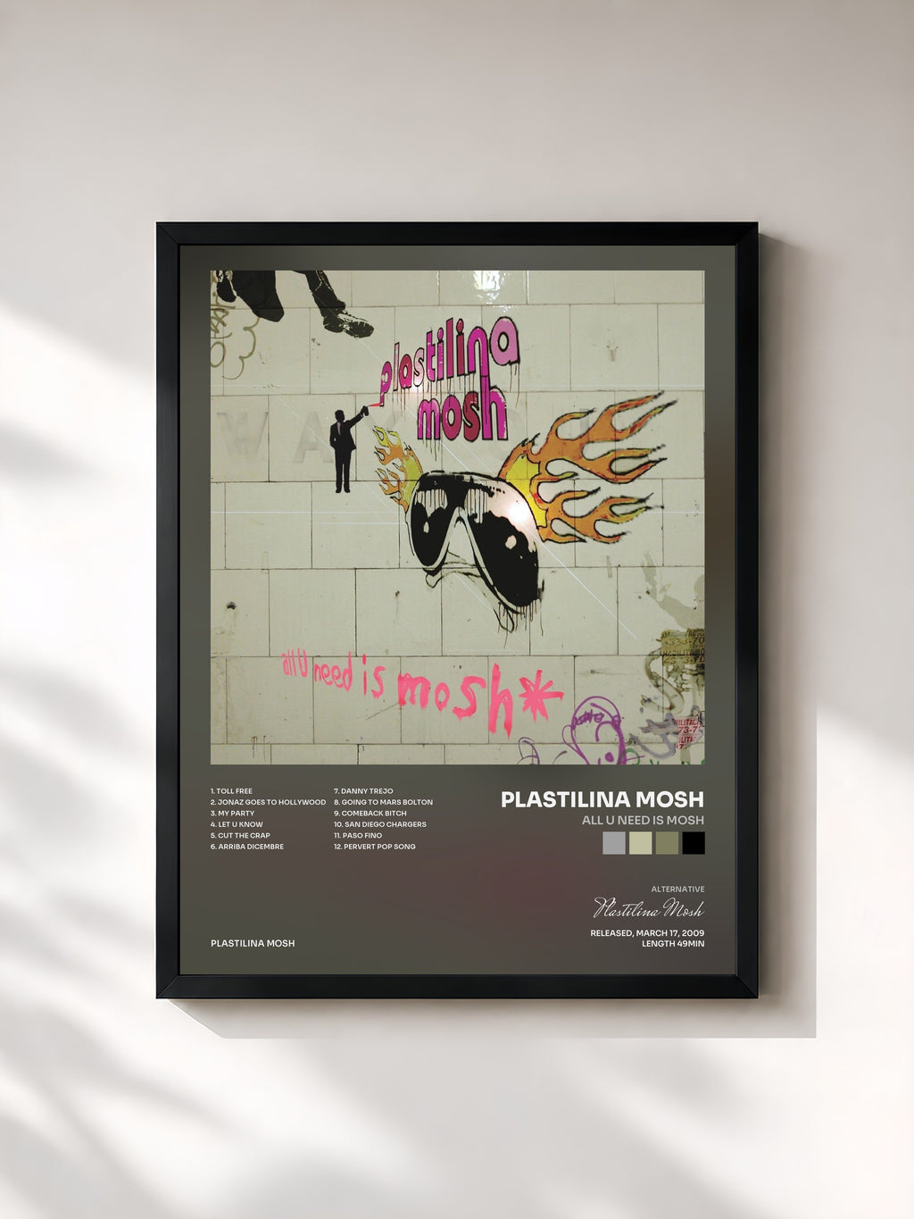 #noir Tableau de l'album All U Need Is Mosh de Plastilina Mosh, cadre noir, imprimé et encadré en France