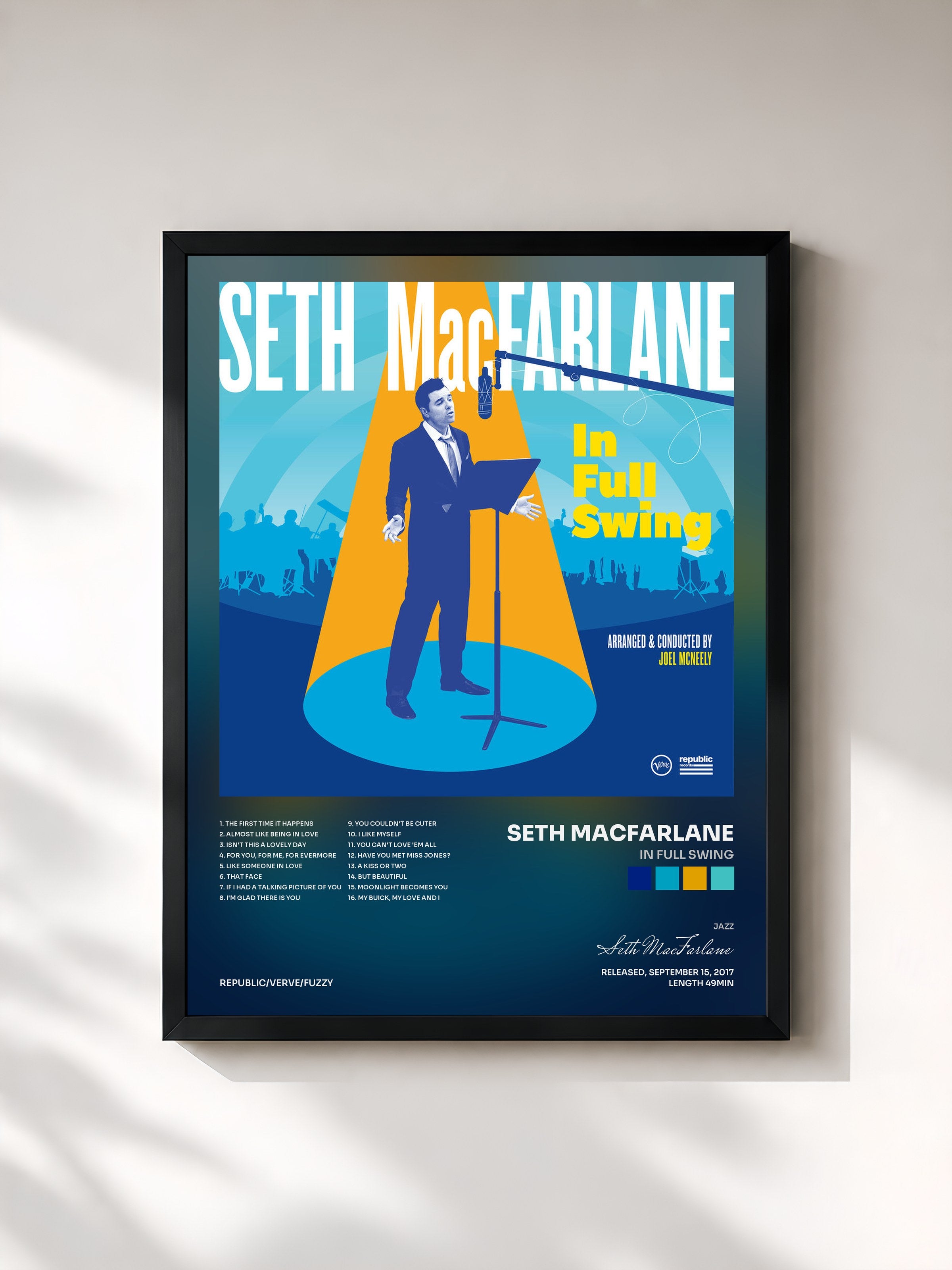 #noir Tableau de l'album In Full Swing de Seth MacFarlane, cadre noir, imprimé et encadré en France