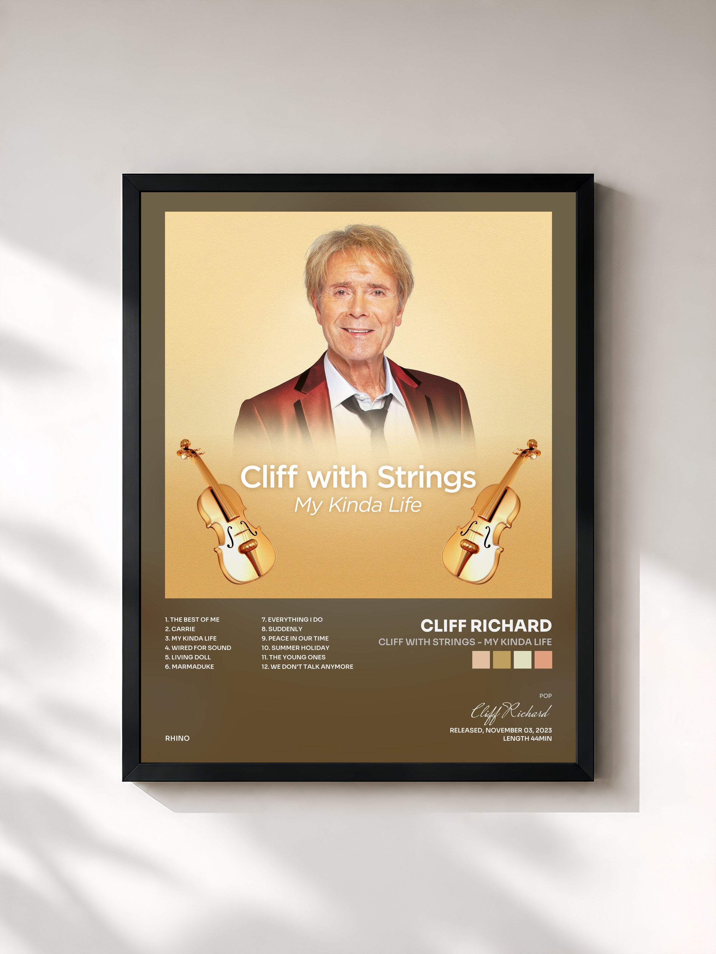 #noir Tableau de l'album Cliff with Strings - My Kinda Life de Cliff Richard, cadre noir, imprimé et encadré en France