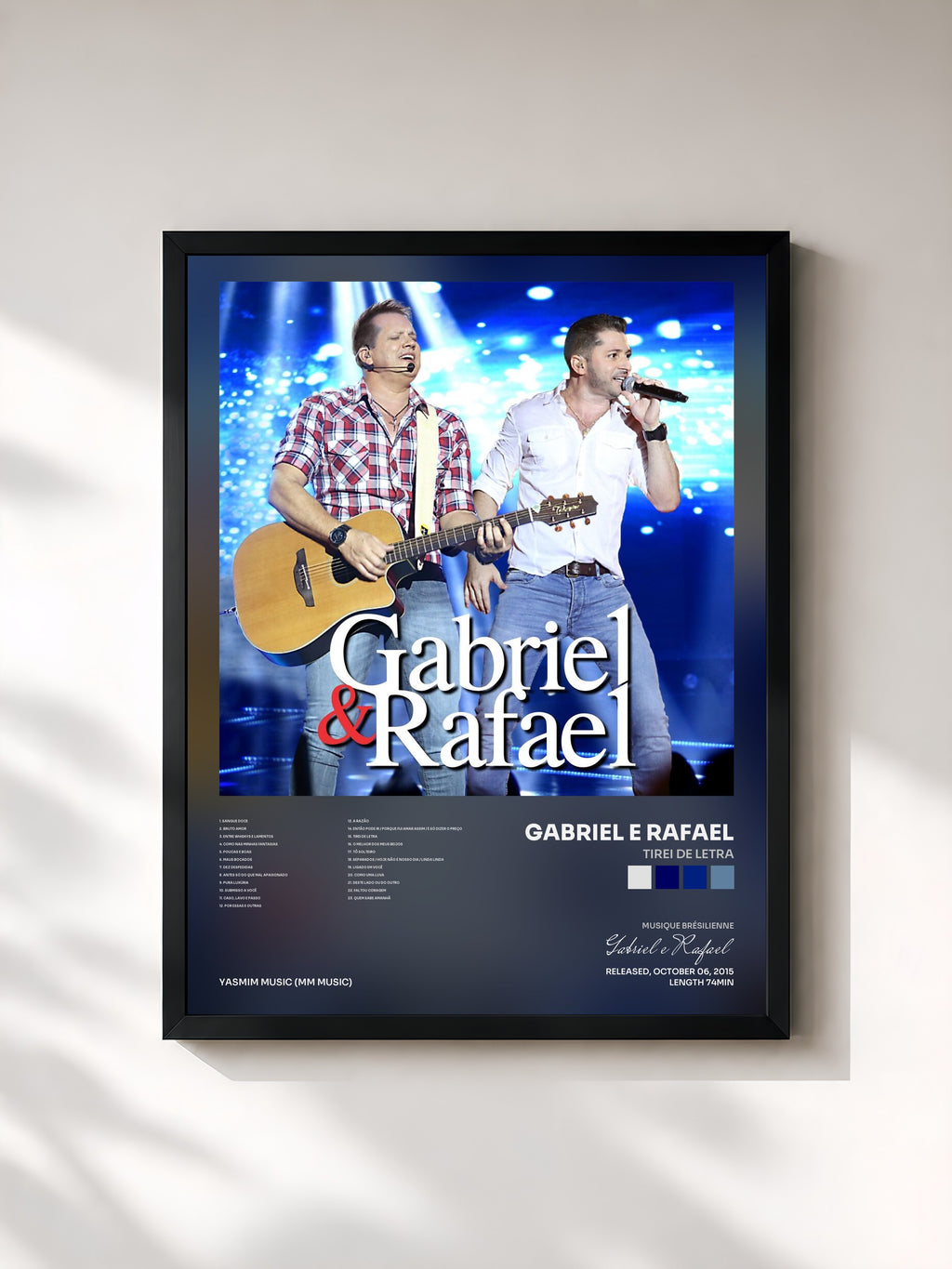 #noir Tableau de l'album Tirei de Letra de Gabriel e Rafael, cadre noir, imprimé et encadré en France
