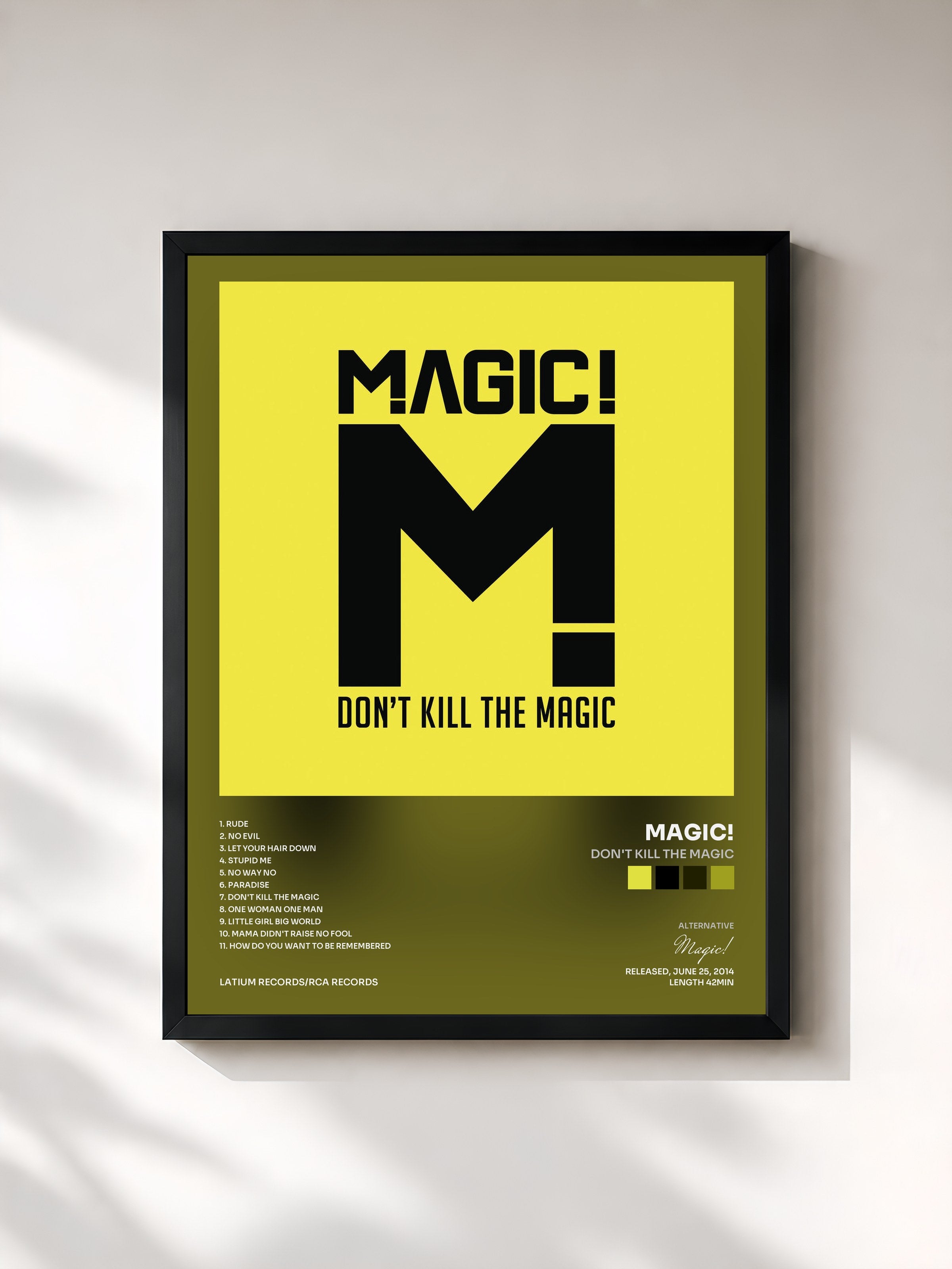 #noir Tableau de l'album Don't Kill the Magic de Magic!, cadre noir, imprimé et encadré en France
