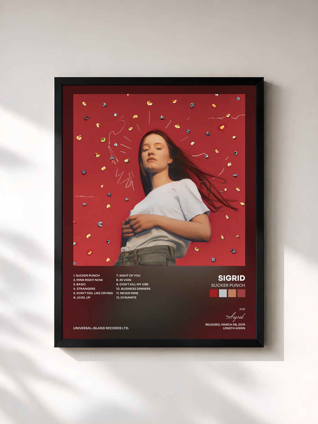 #noir Tableau de l'album Sucker Punch de Sigrid, cadre noir, imprimé et encadré en France