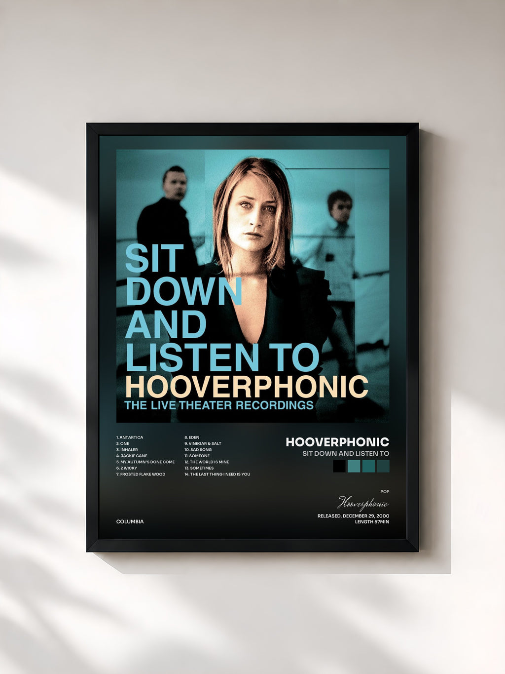 #noir Tableau de l'album Sit Down And Listen To de Hooverphonic, cadre noir, imprimé et encadré en France