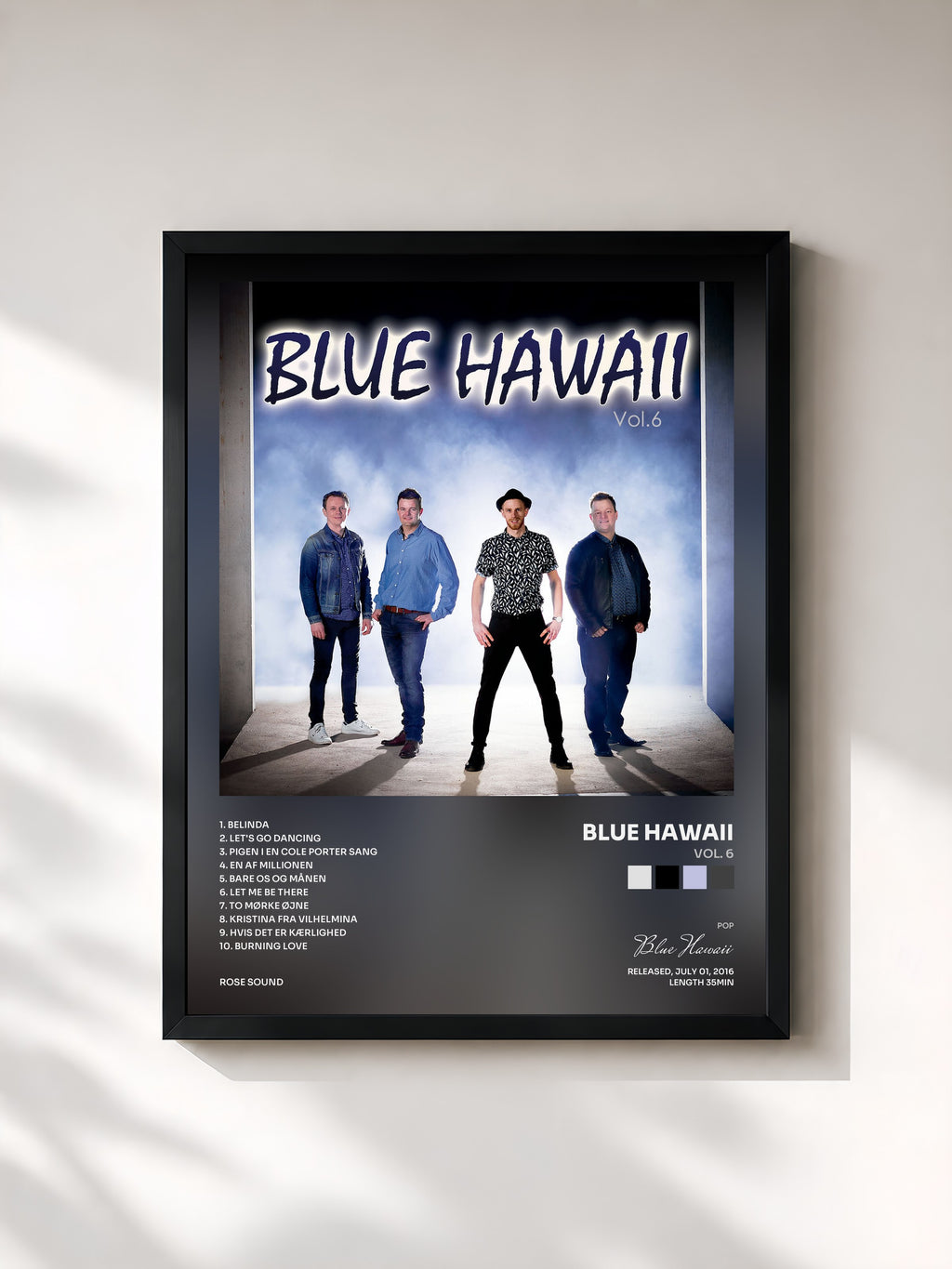 #noir Tableau de l'album Vol. 6 de Blue Hawaii, cadre noir, imprimé et encadré en France