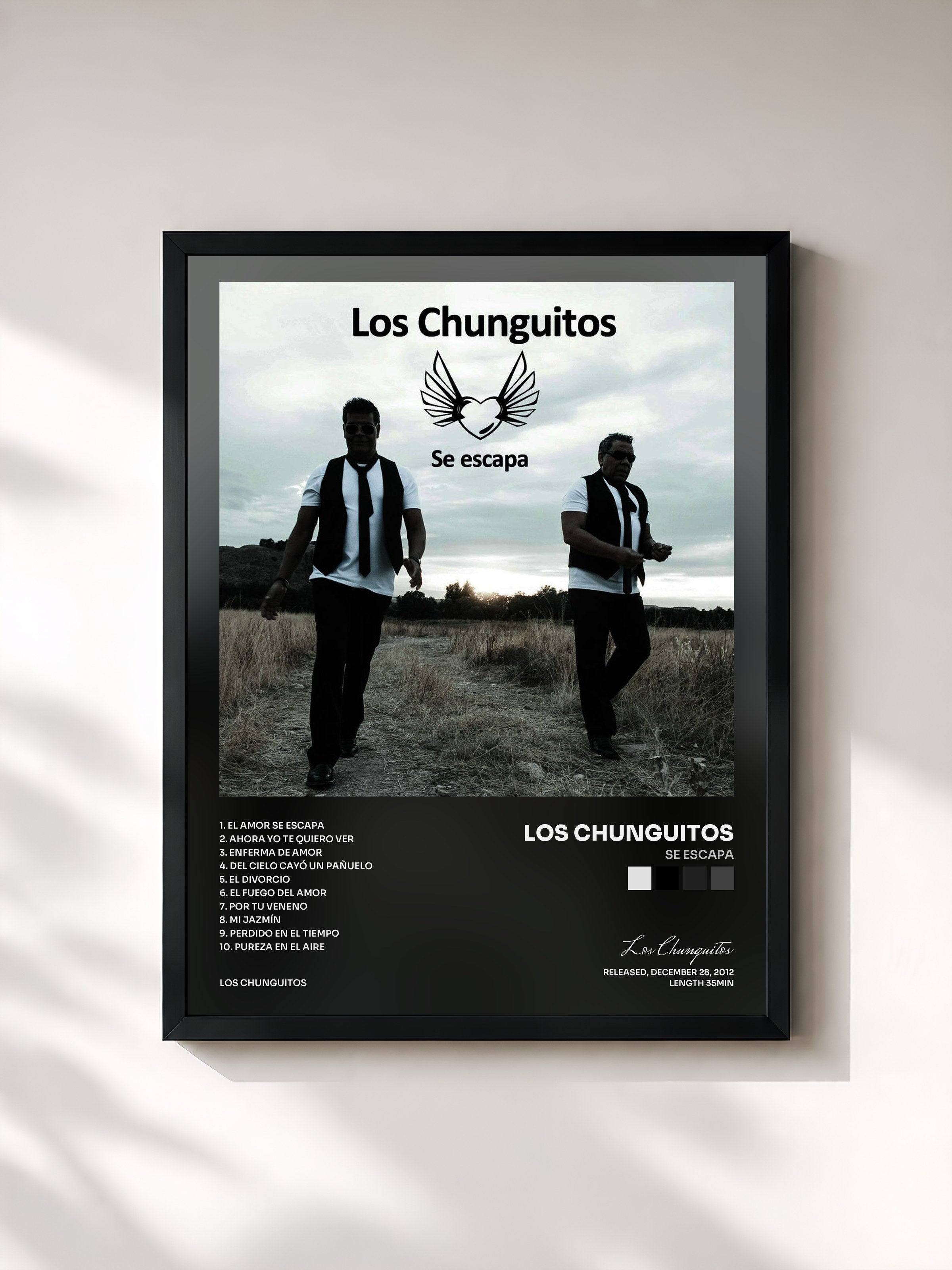 #noir Tableau de l'album Se Escapa de Los Chunguitos, cadre noir, imprimé et encadré en France