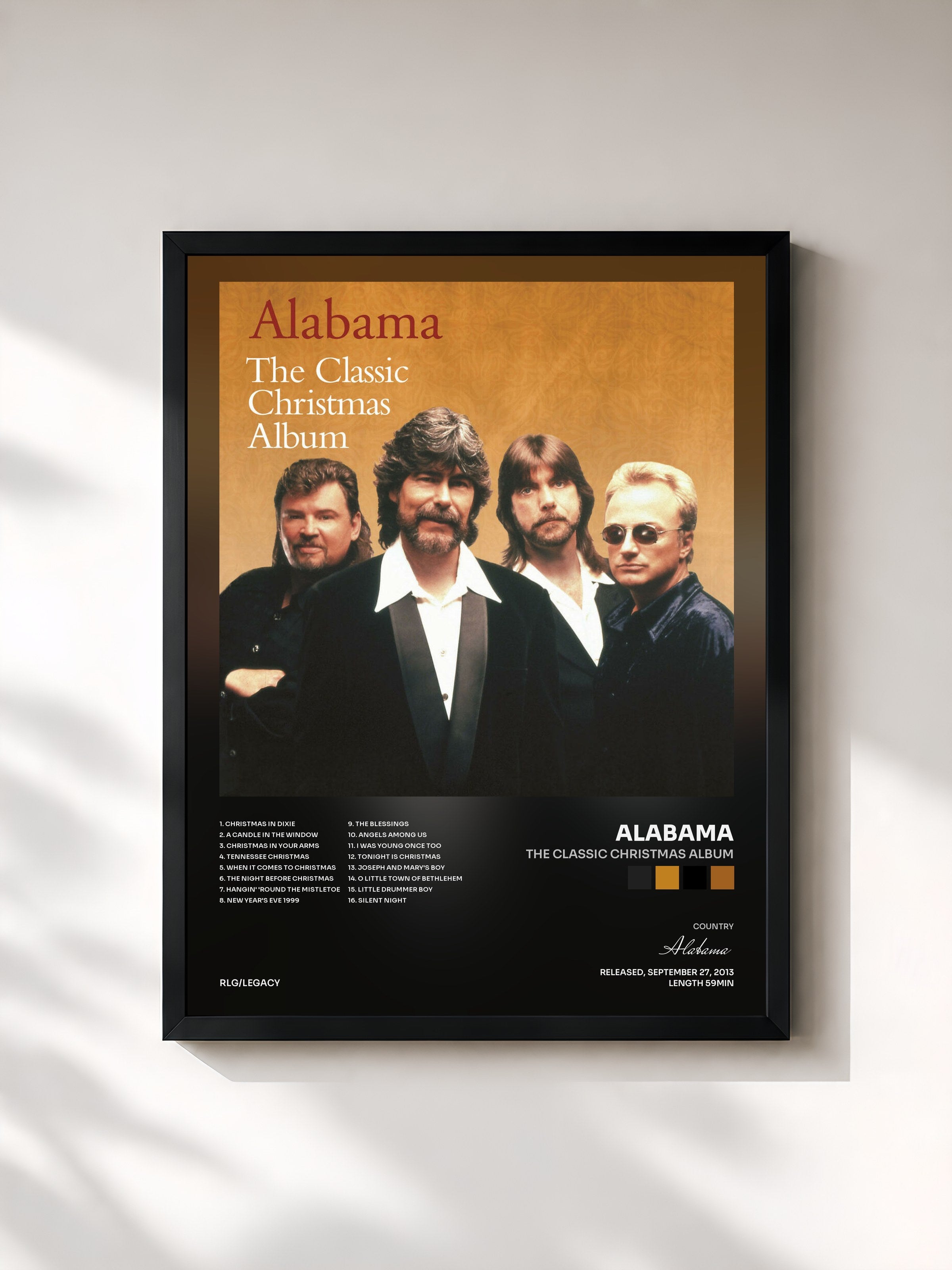 #noir Tableau de l'album The Classic Christmas Album de Alabama, cadre noir, imprimé et encadré en France